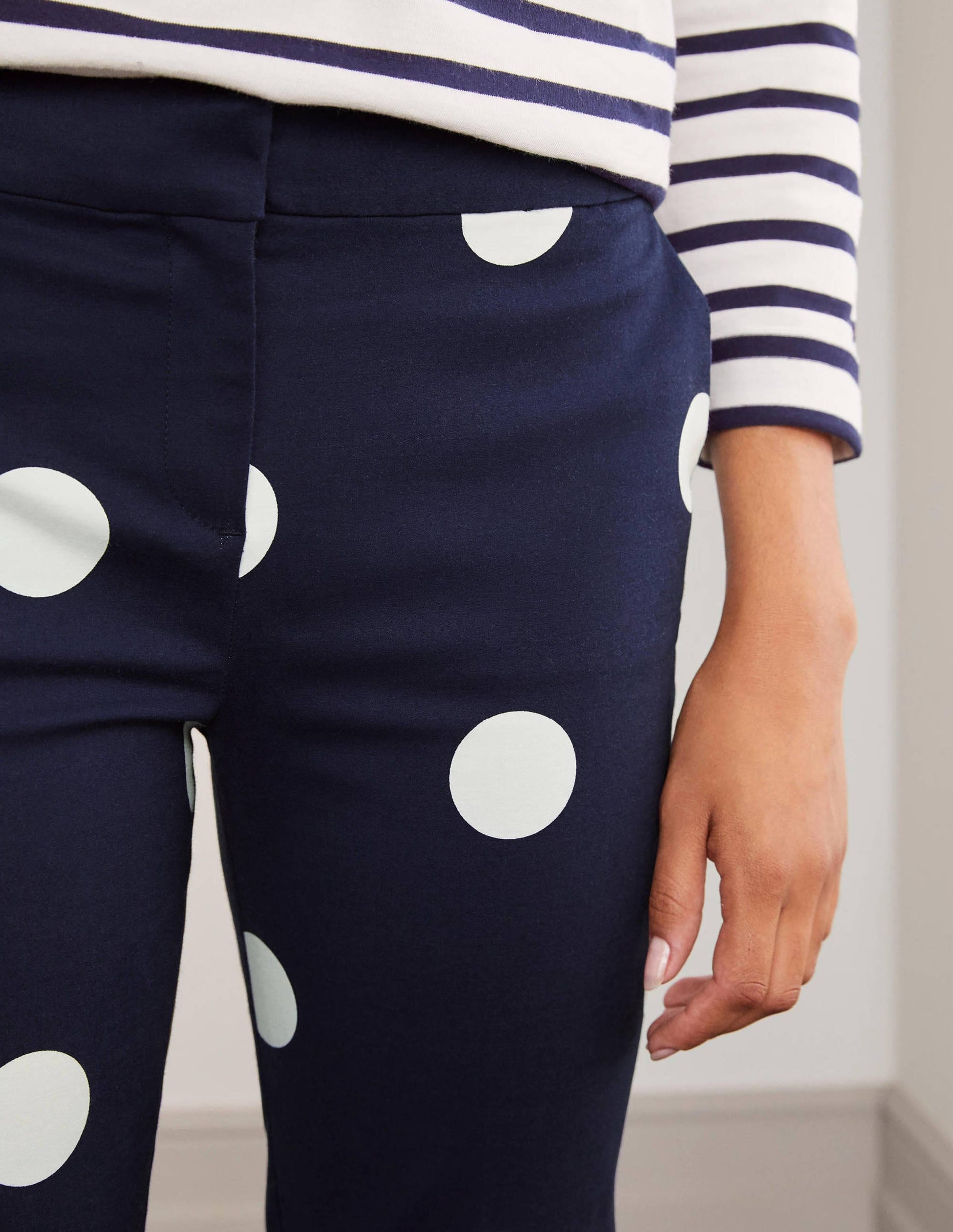 Richmond 7/8 Trouser-French Navy, Regular Dot-3