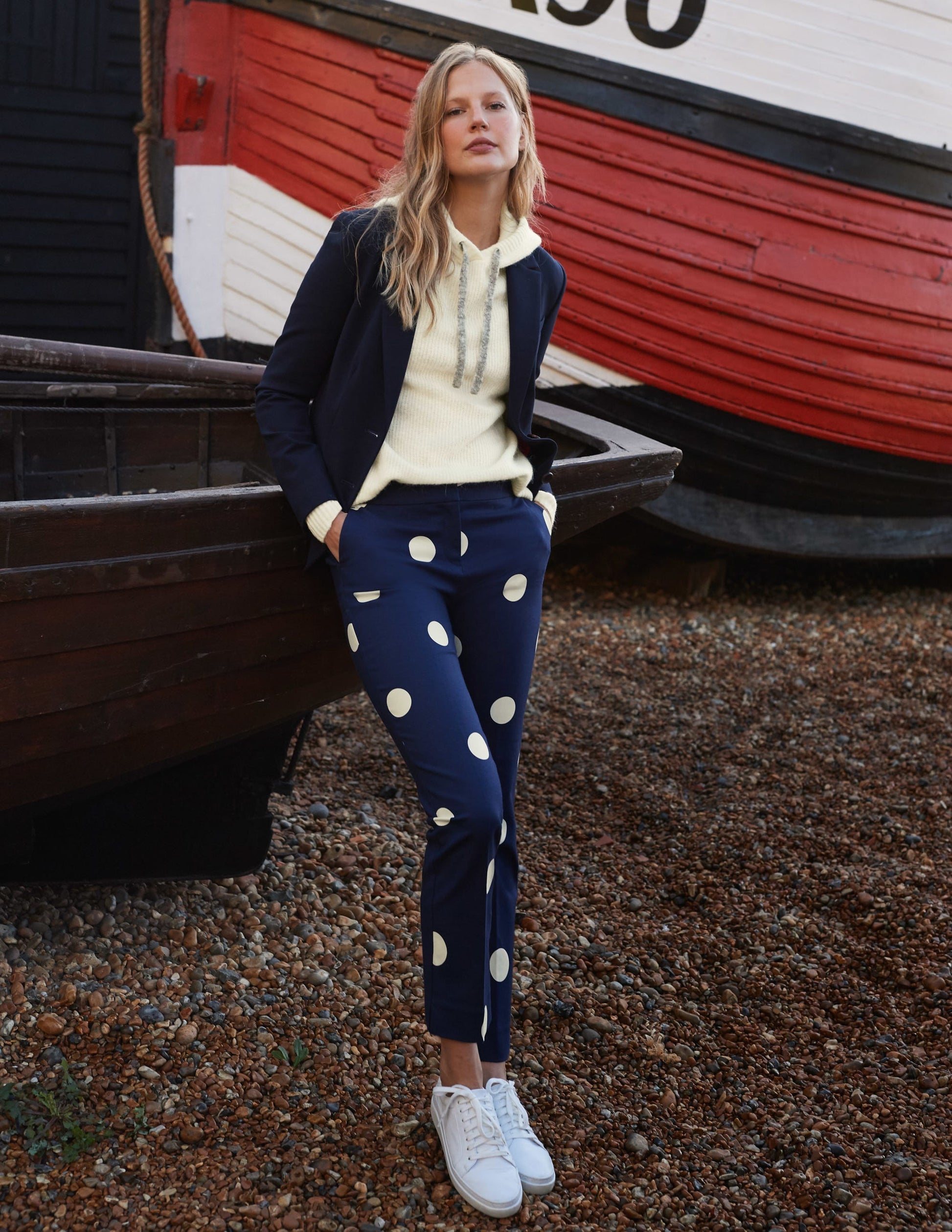 Richmond 7/8 Trouser-French Navy, Regular Dot-4