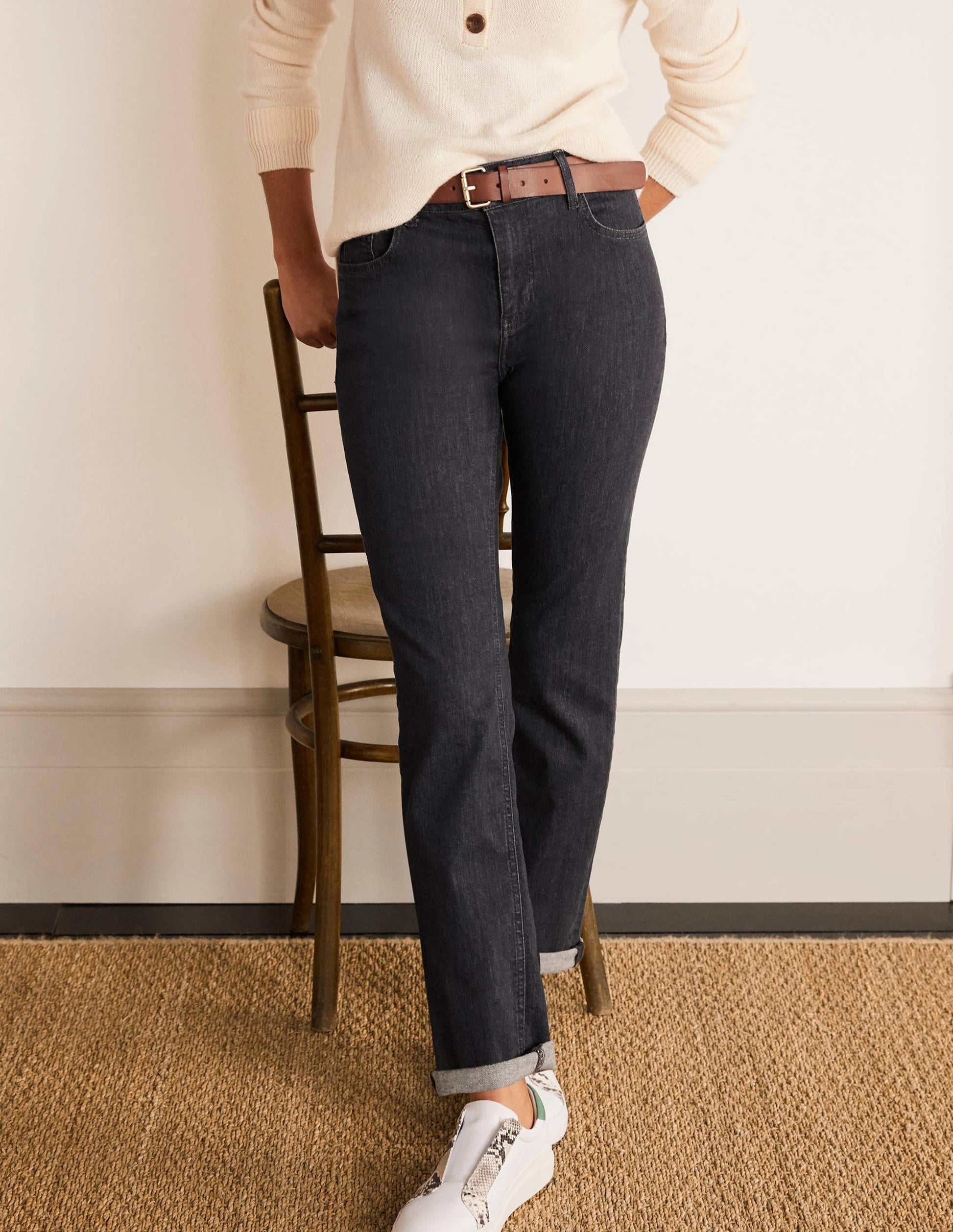 Slim Straight Jeans-Grey-1