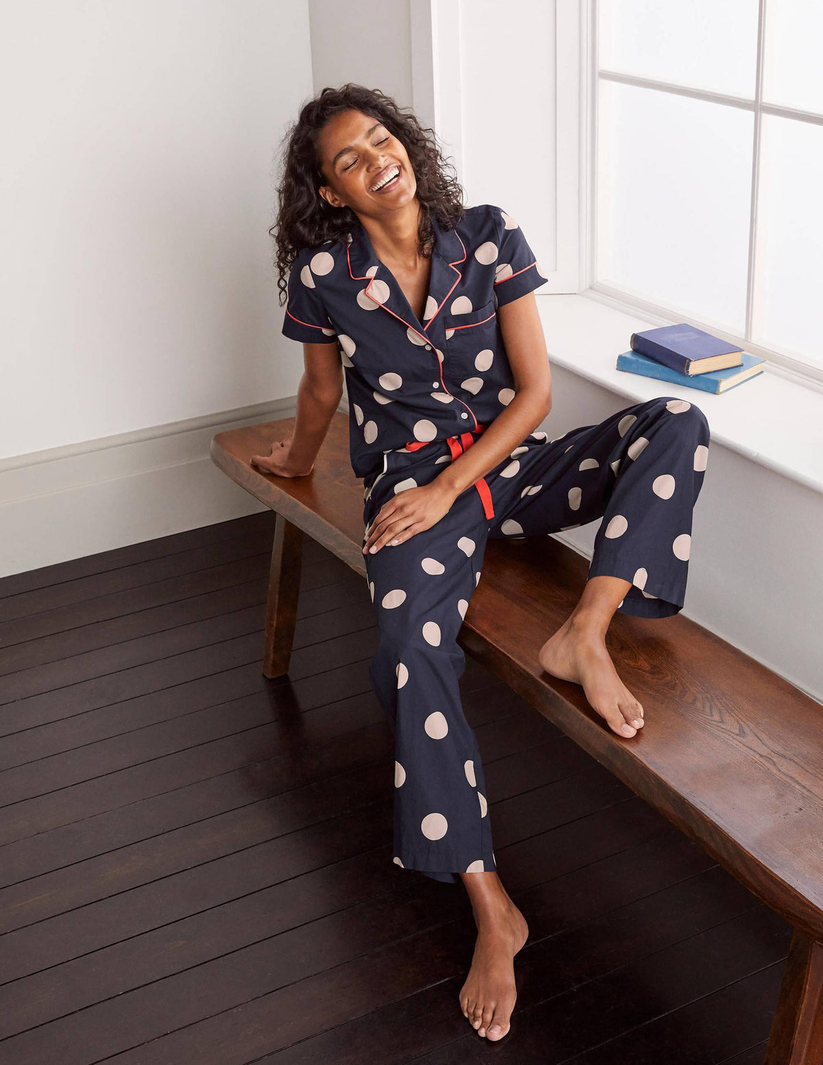 Phoebe PJ Shirt-French Navy, Regular Dot - Image 1