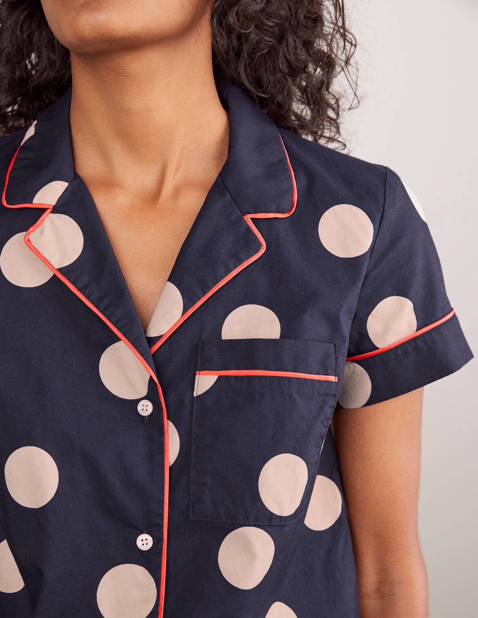 Phoebe PJ Shirt-French Navy, Regular Dot-4