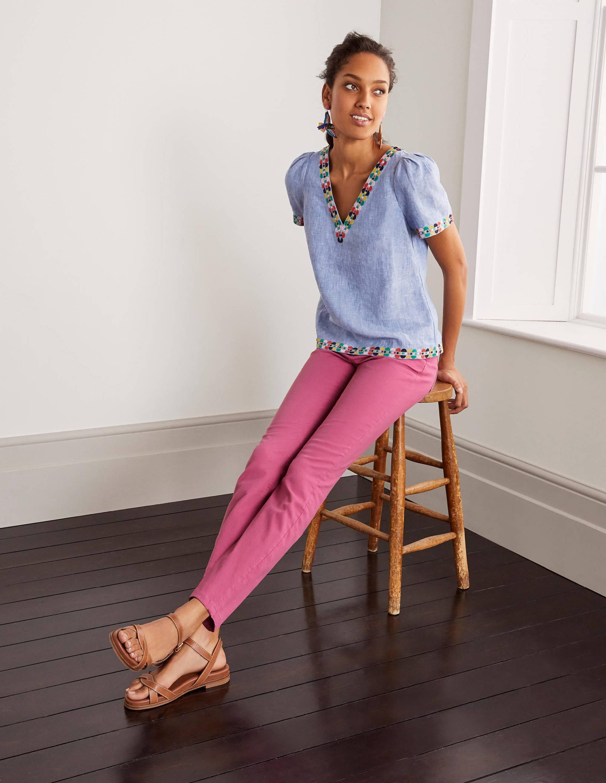 Slim Straight Ankle Skimmers-Berry Sorbet - Image 4