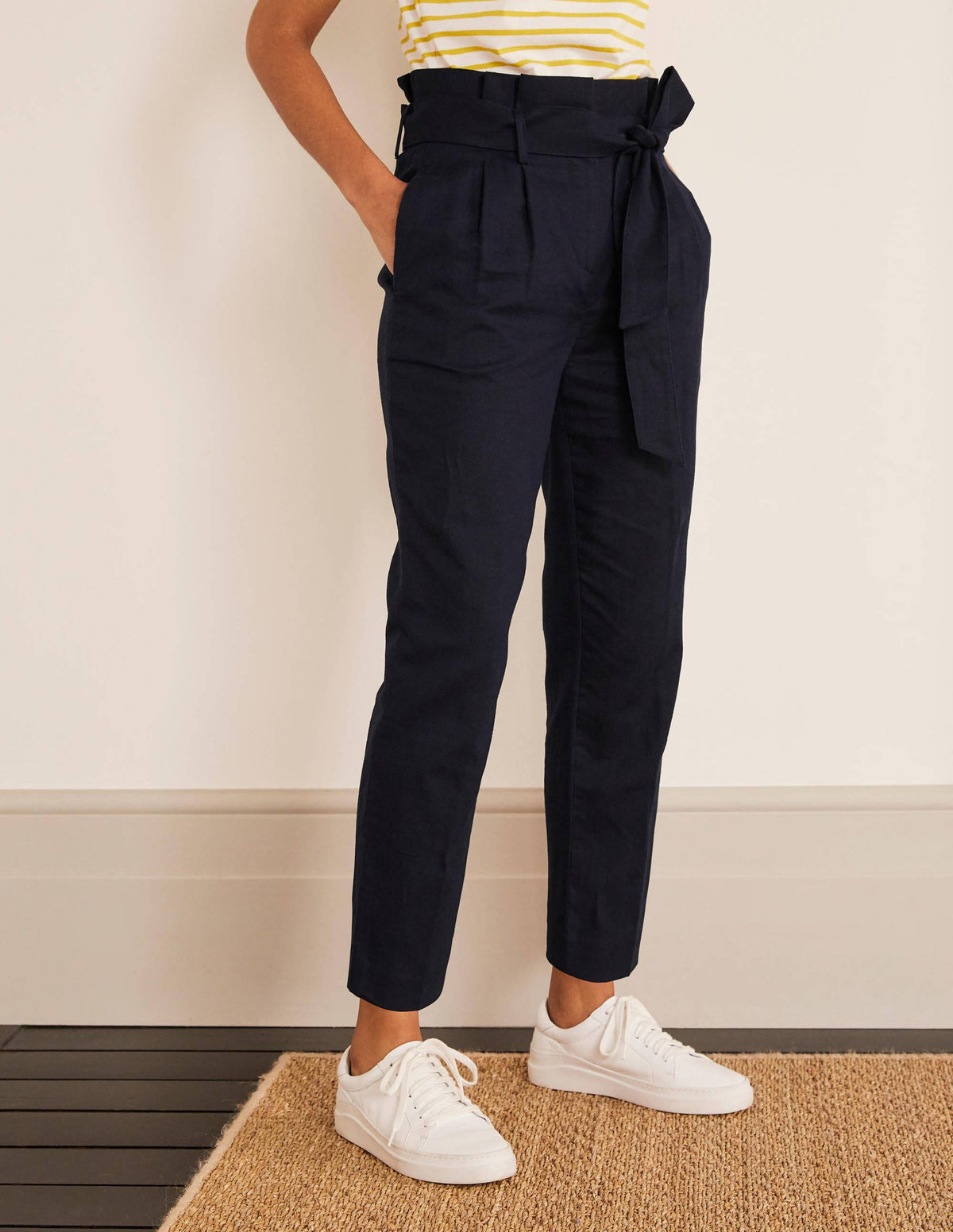 Ludgate Paperbag Trousers-Navy-1