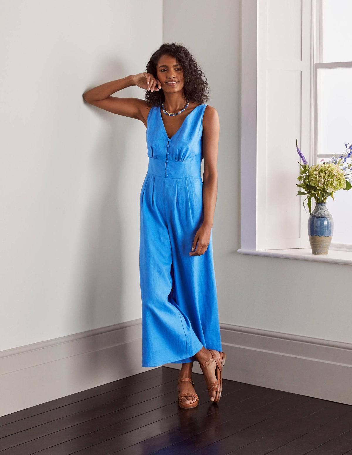 Jemima Linen Jumpsuit-Marina Blue-4