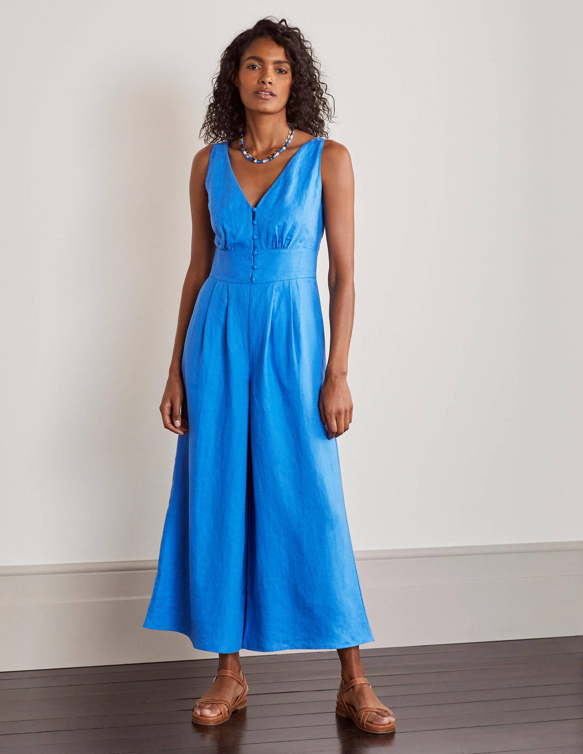Jemima Linen Jumpsuit-Marina Blue-1