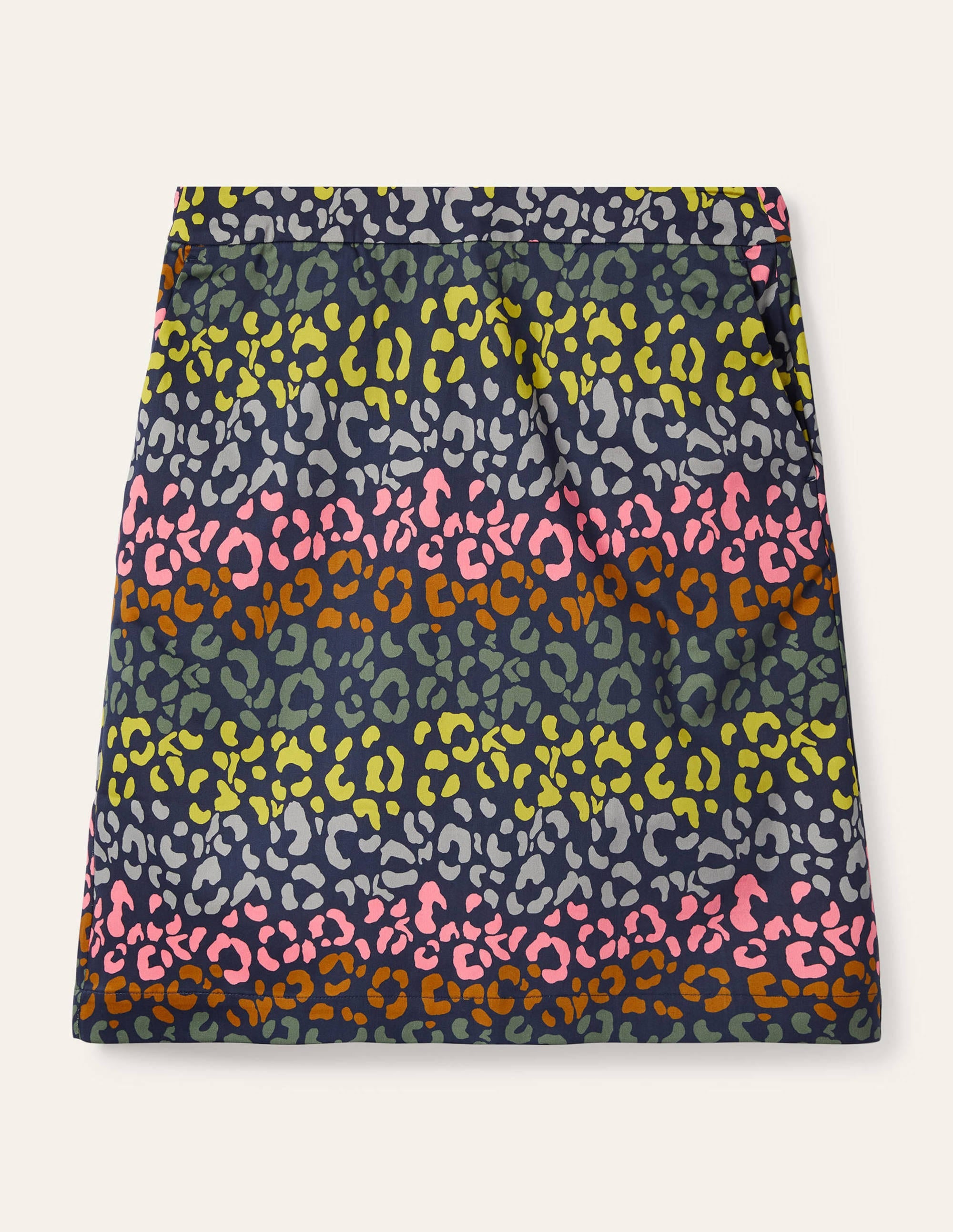 Danby Pull On Mini Skirt-French Navy, Rainbow Leopard - Image 5