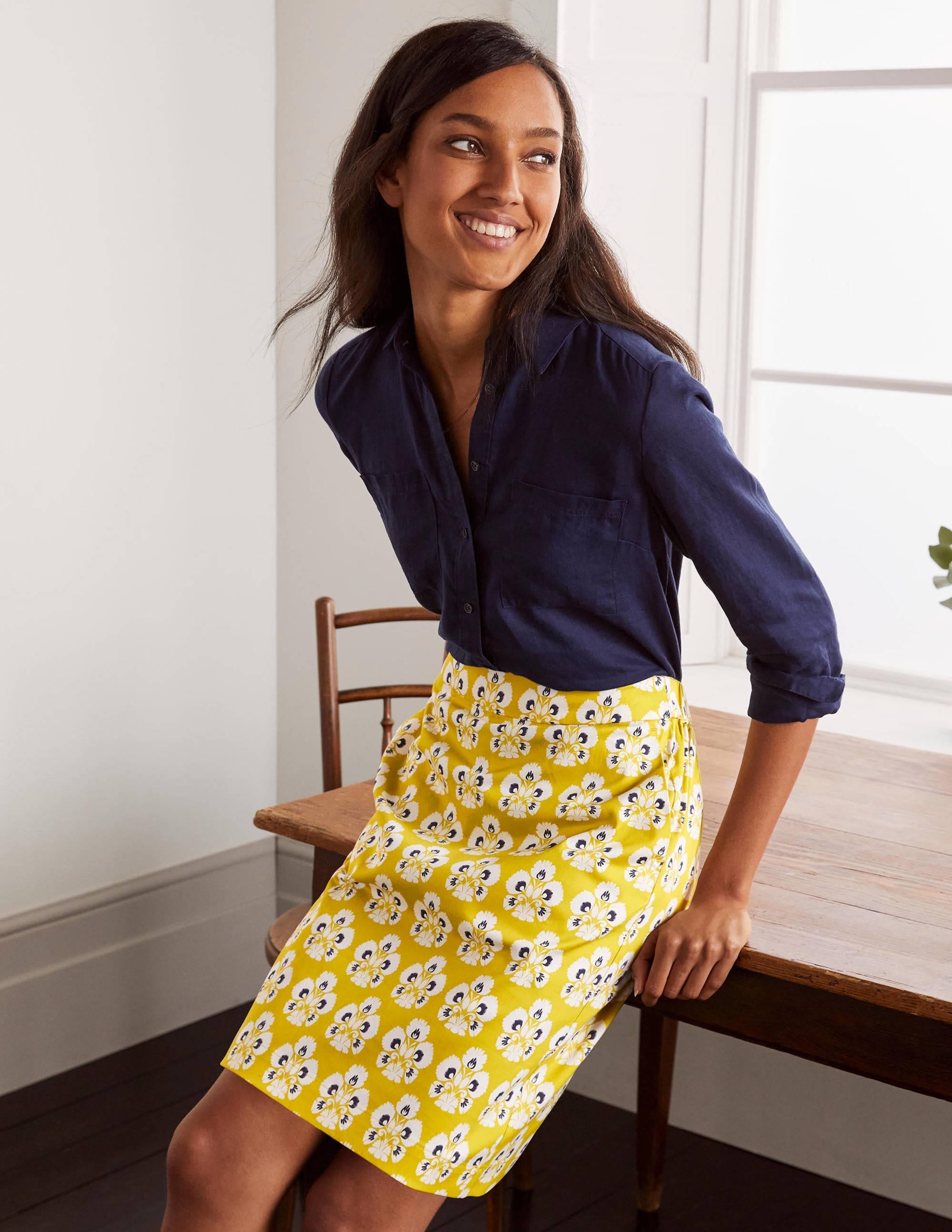 Danby Pull On Mini Skirt-Chartreuse, Carnation Stamp - Image 1
