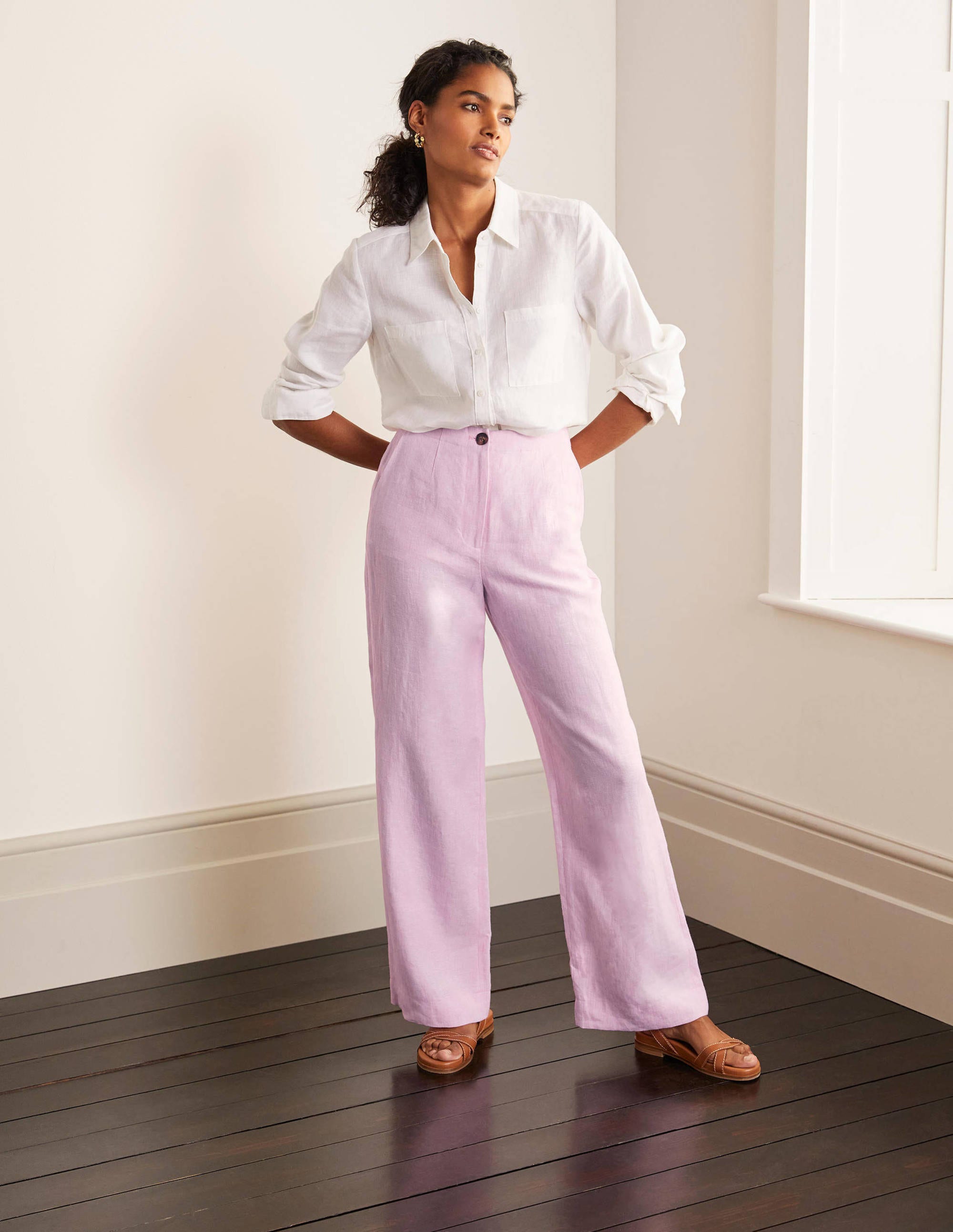Eldon Linen Trousers-Soft Peony Tonic - Image 1