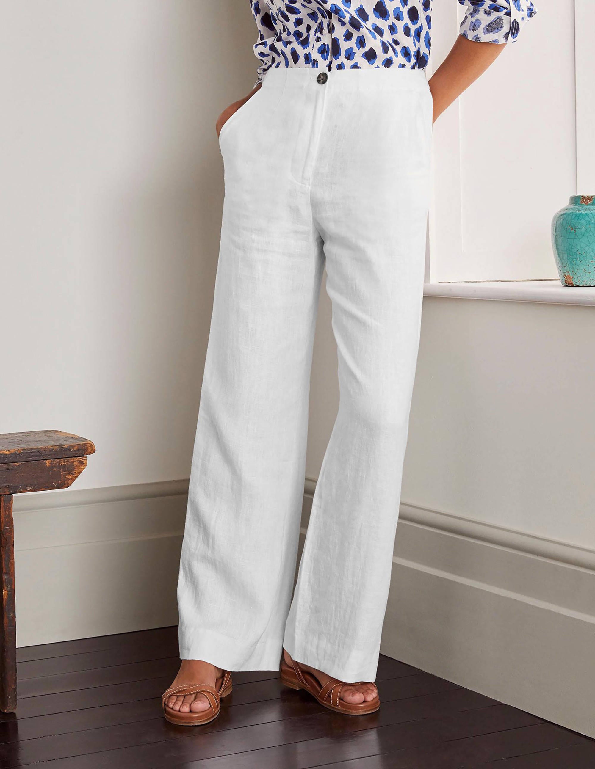 Eldon Linen Trousers-White - Image 1
