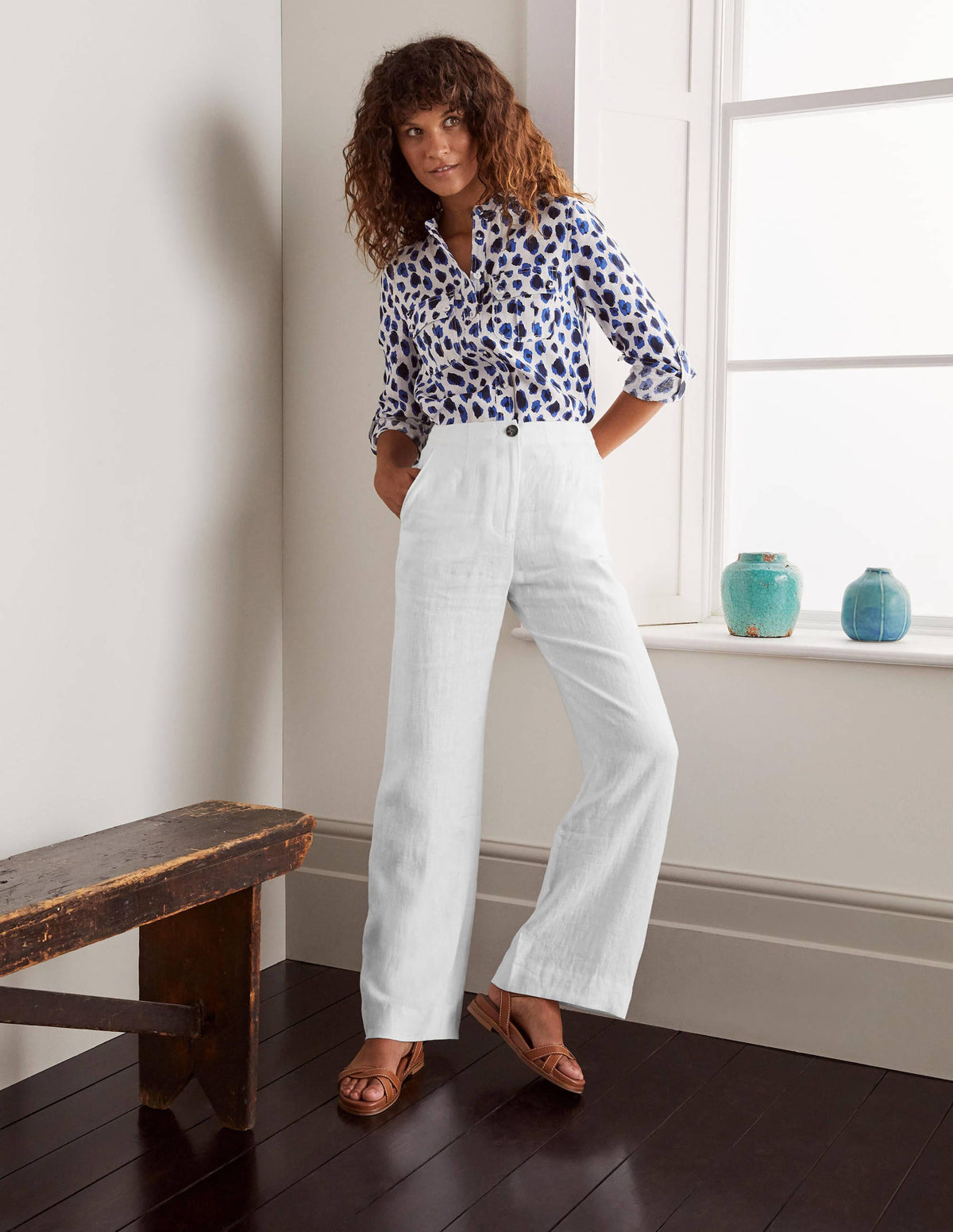 Eldon Linen Trousers-White - Image 4