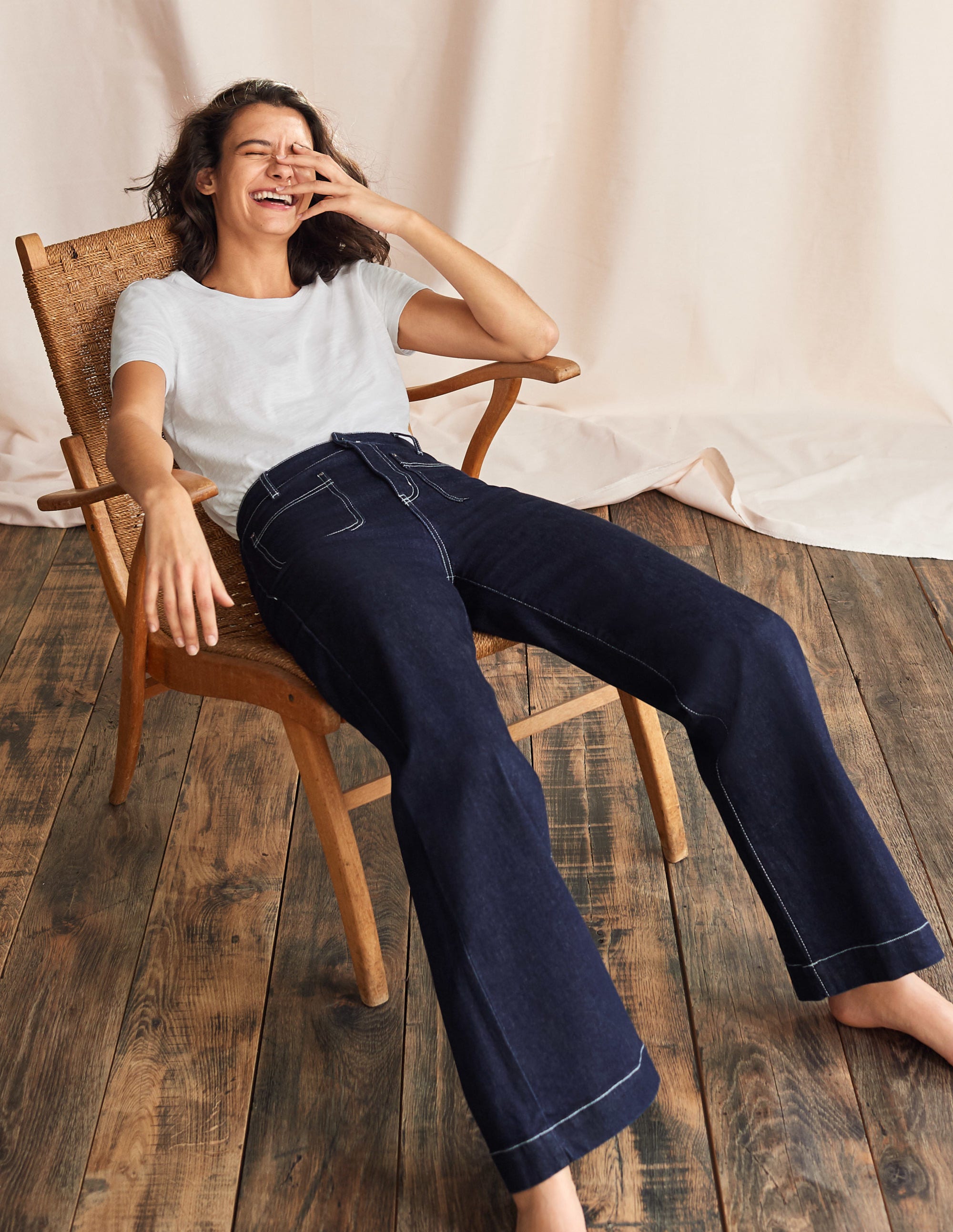 Patch Pocket Wide Leg Jeans-Indigo - Image 4