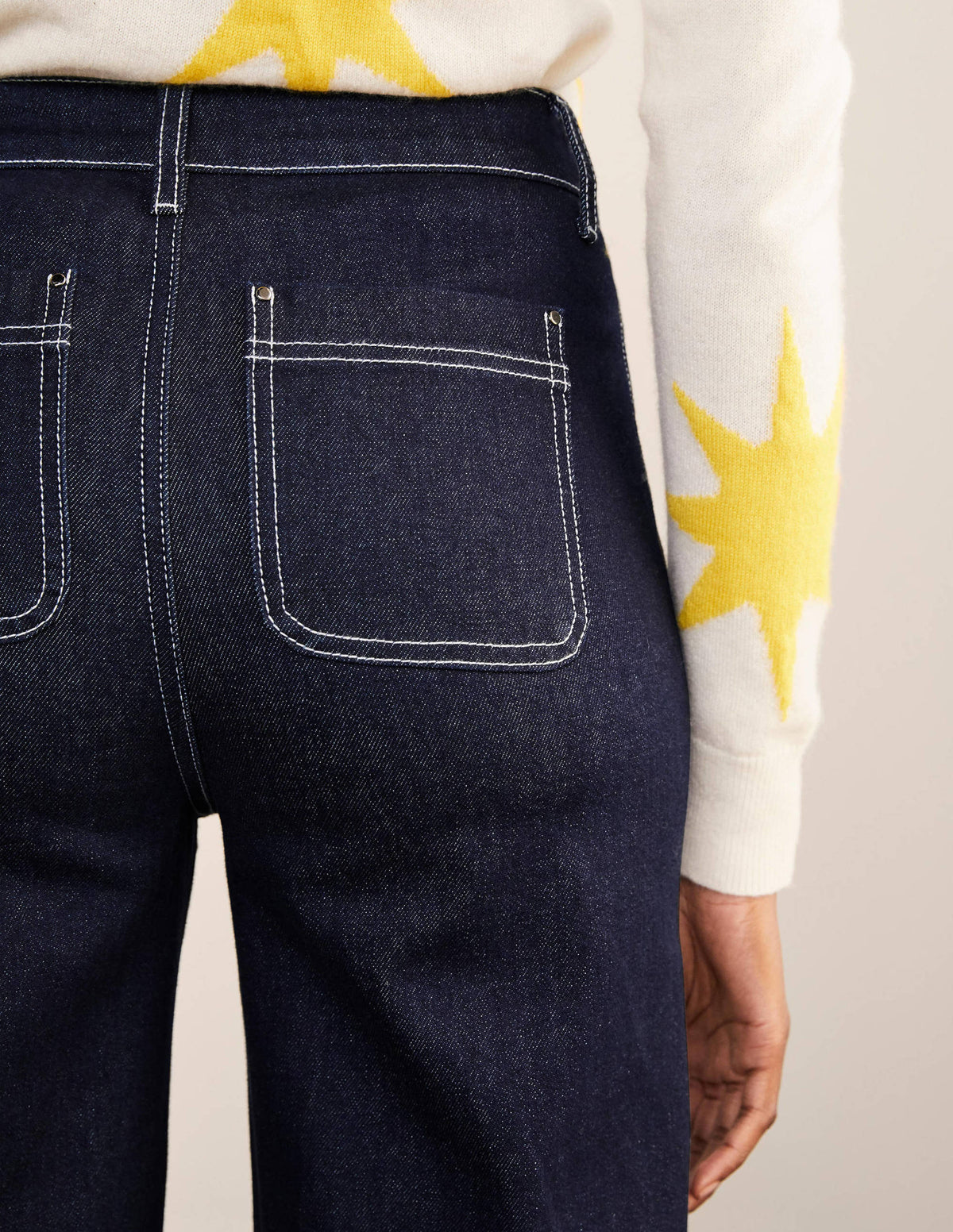 Patch Pocket Wide Leg Jeans-Indigo - Image 3