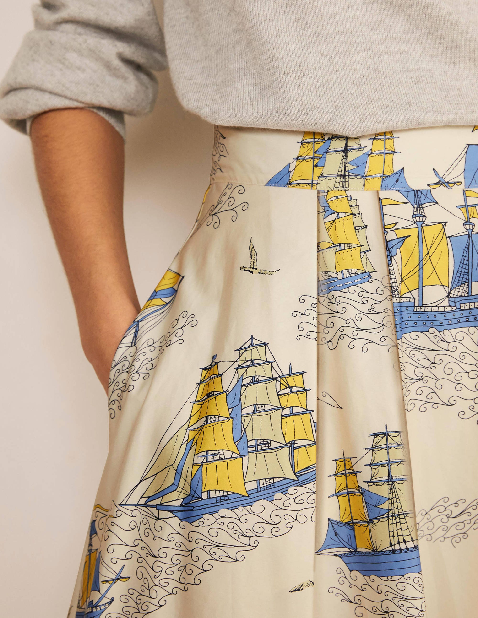Livia Full Skirt-Ivory Nautical Voyage - Image 3