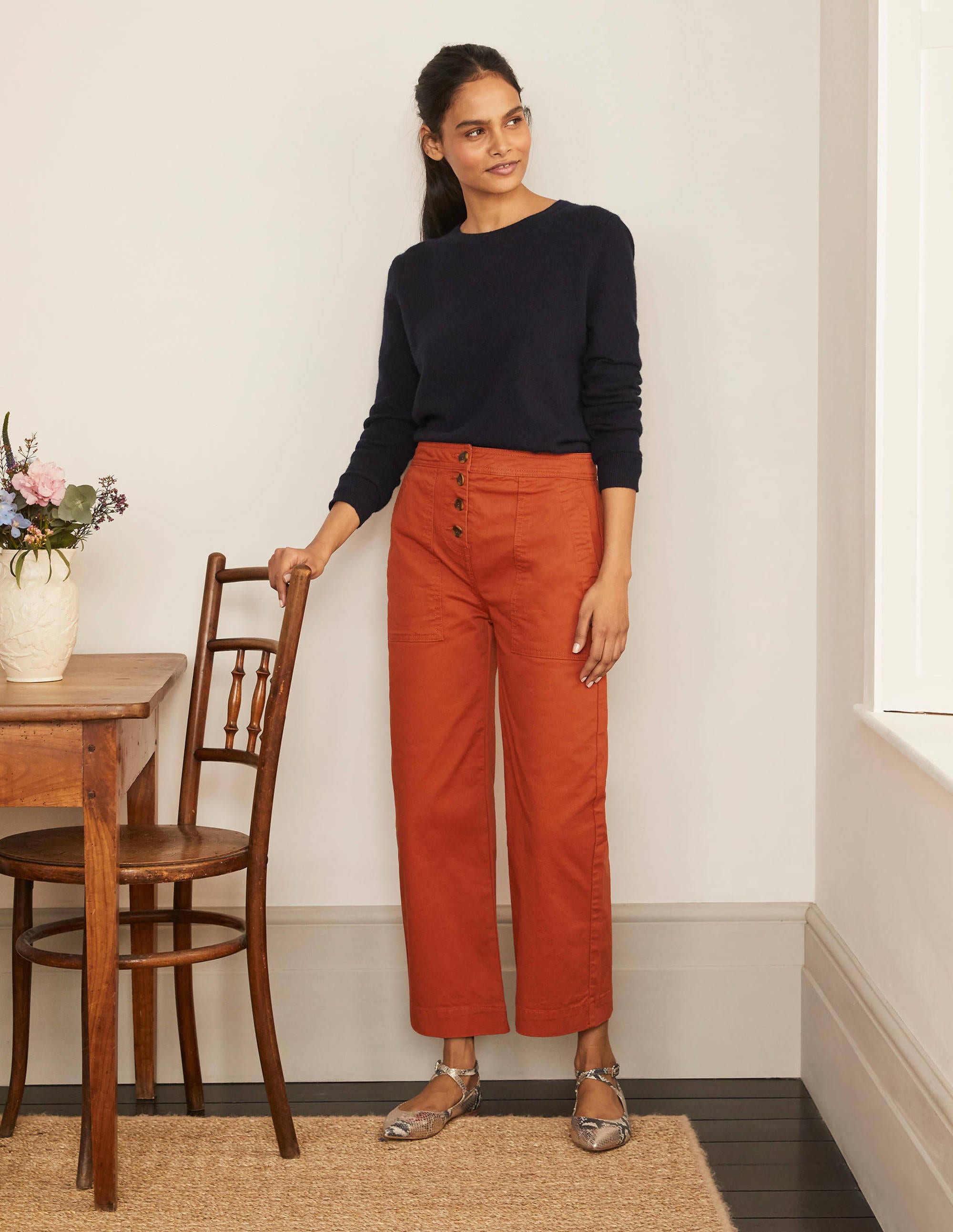 Beaufort Button Fly Trousers-Copper Red - Image 5