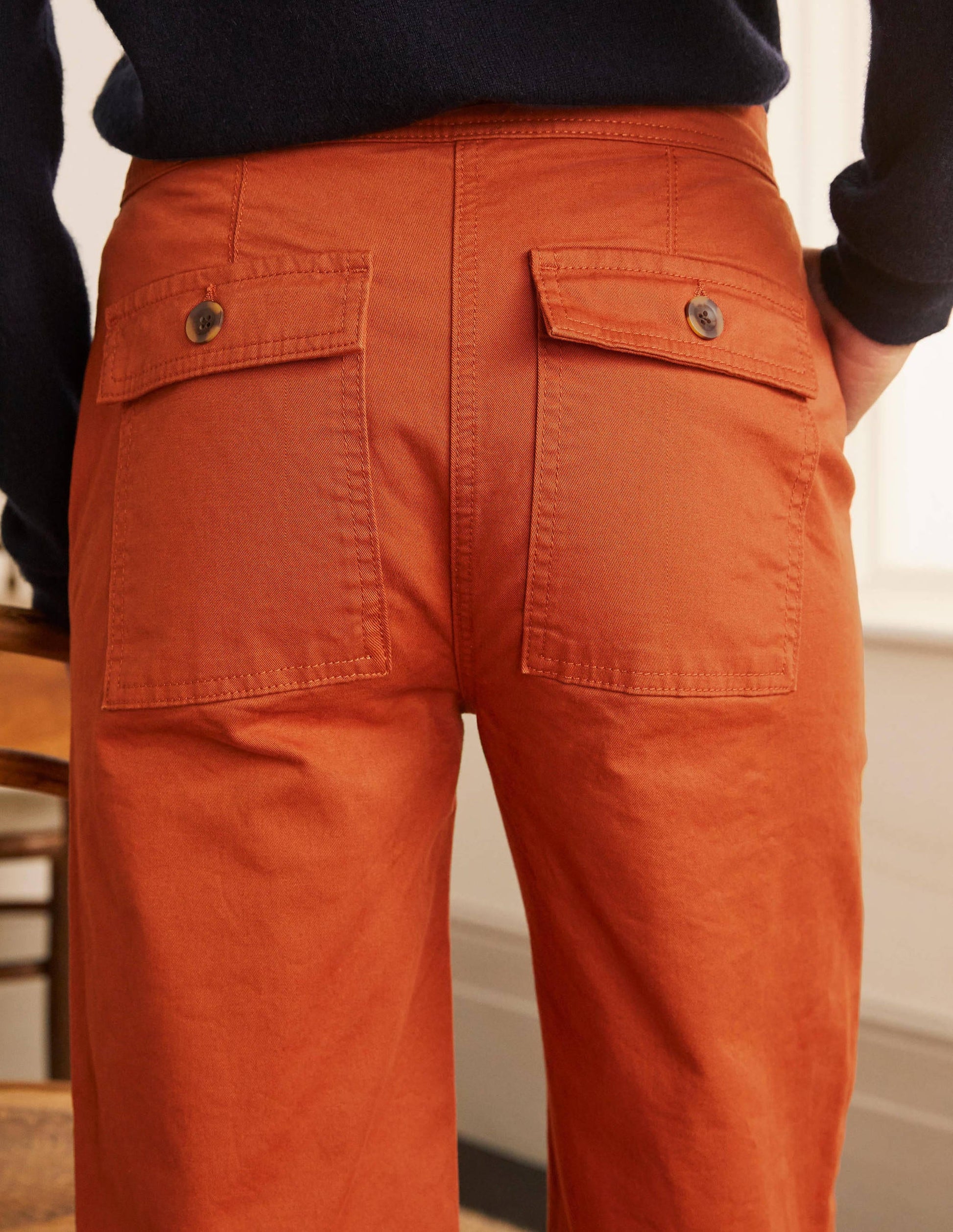 Beaufort Button Fly Trousers-Copper Red-4