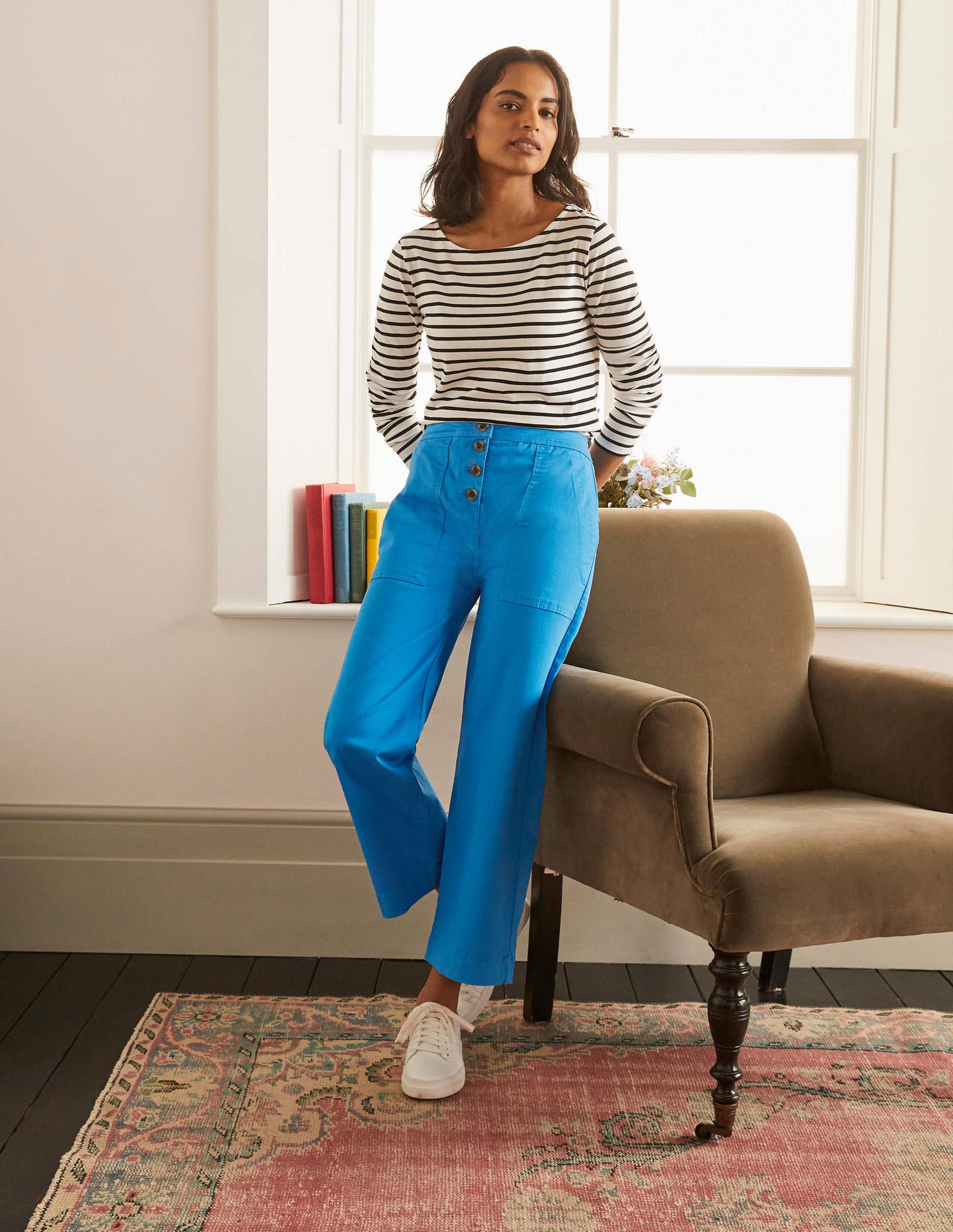 Beaufort Button Fly Trousers-Bold Blue - Image 5