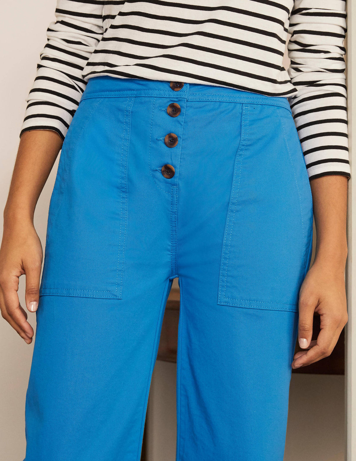 Beaufort Button Fly Trousers-Bold Blue - Image 3