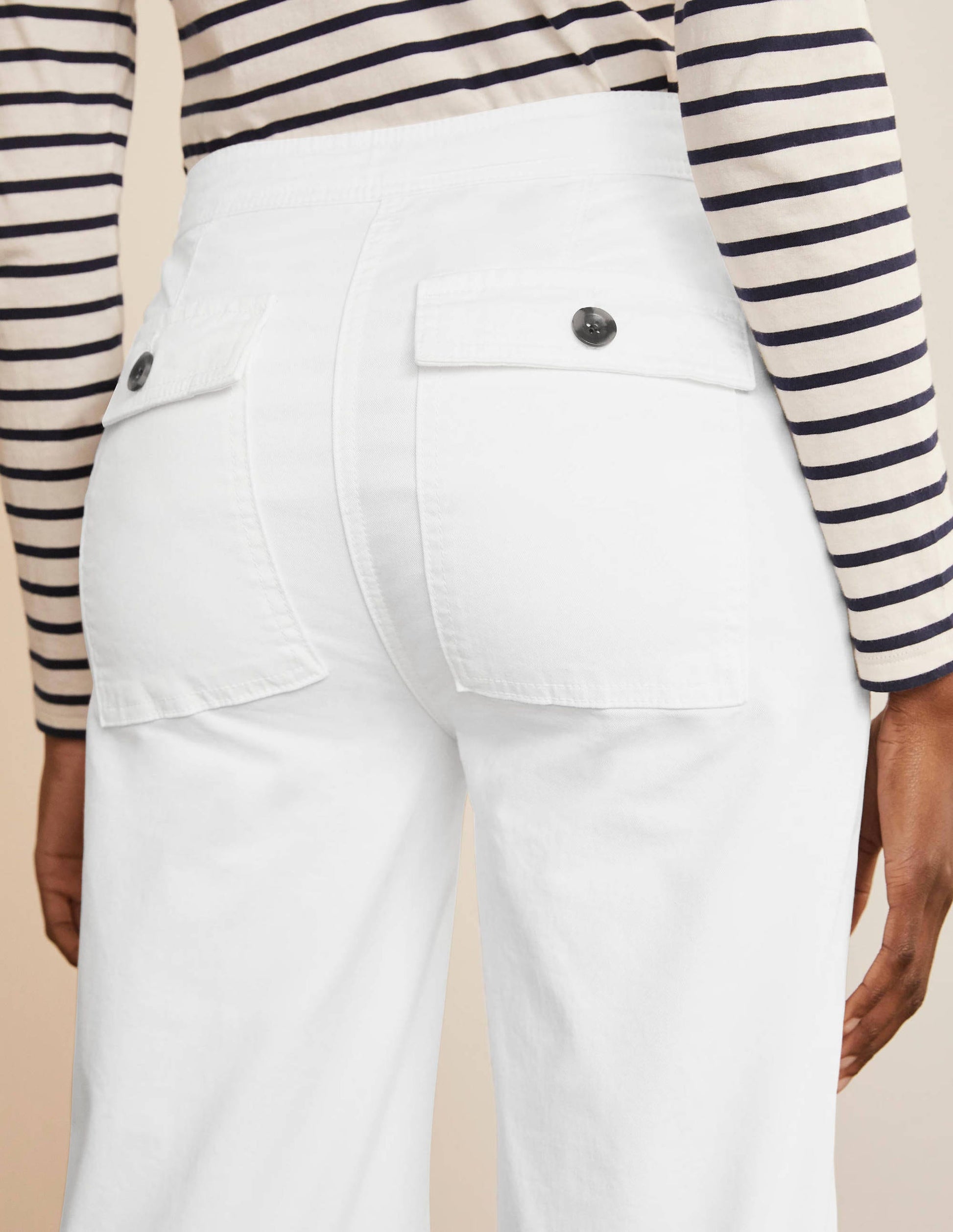 Beaufort Button Fly Trousers-White-4