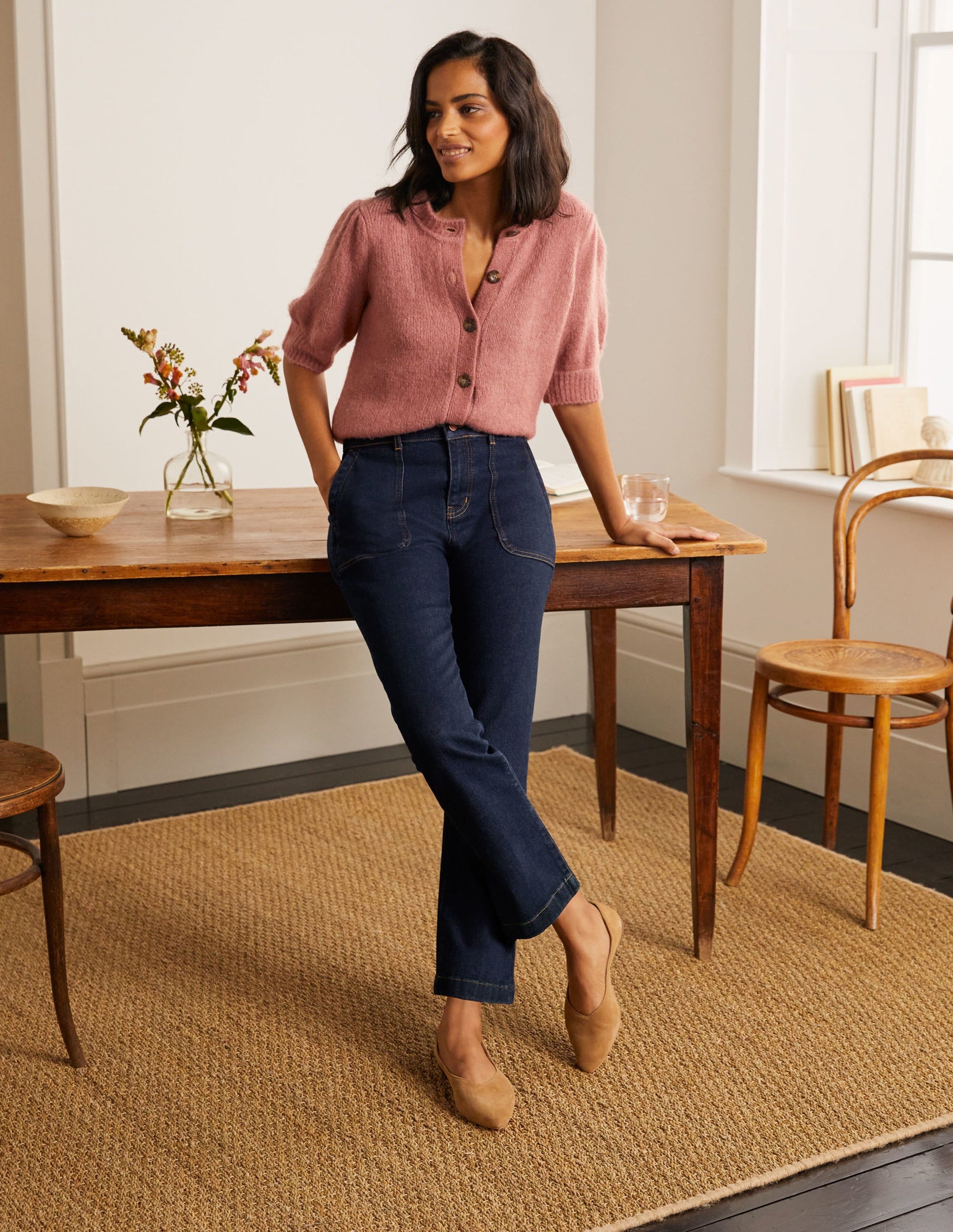 Utility Kick Flare Jeans-Indigo-1