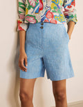 Cornwall Linen Shorts-Moroccan Blue Tonic