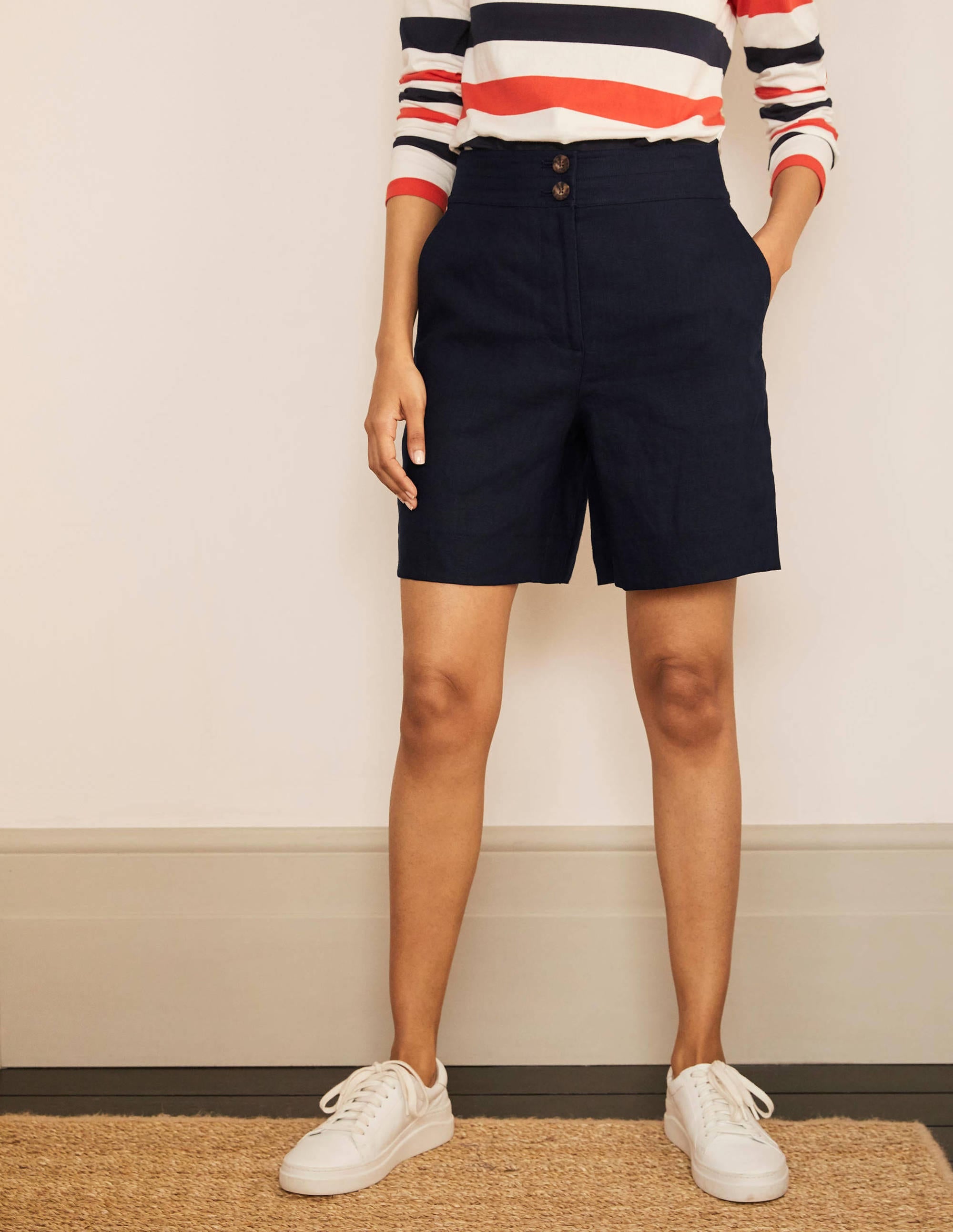 Cornwall Linen Shorts-Navy - Image 1