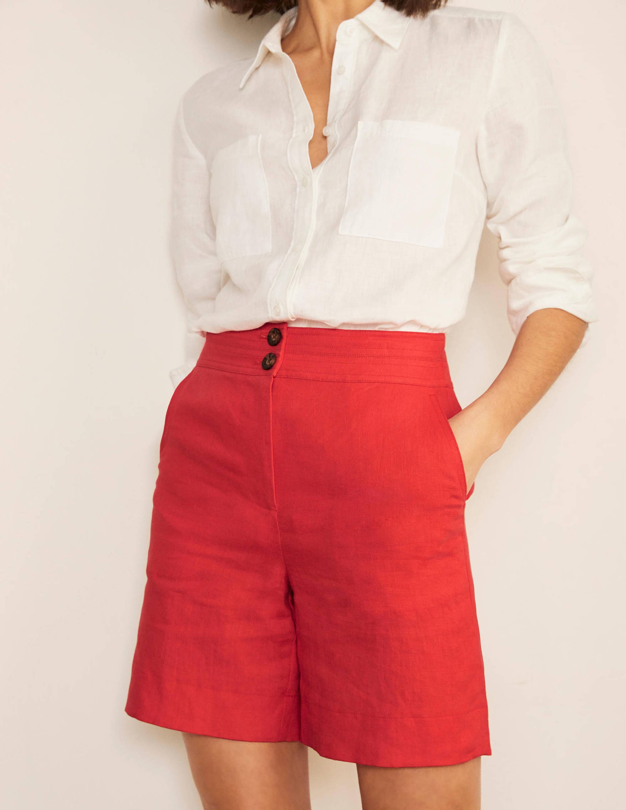 Cornwall Linen Shorts-Cherry Red - Image 1