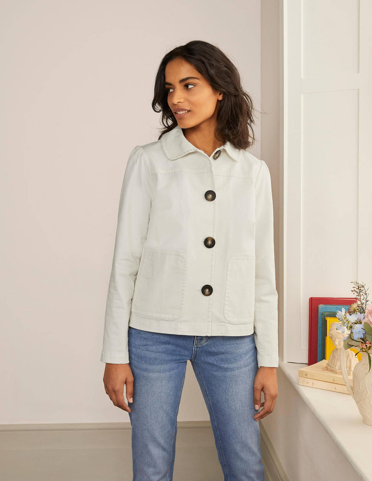 Pocket Detail Jacket-Ecru-1