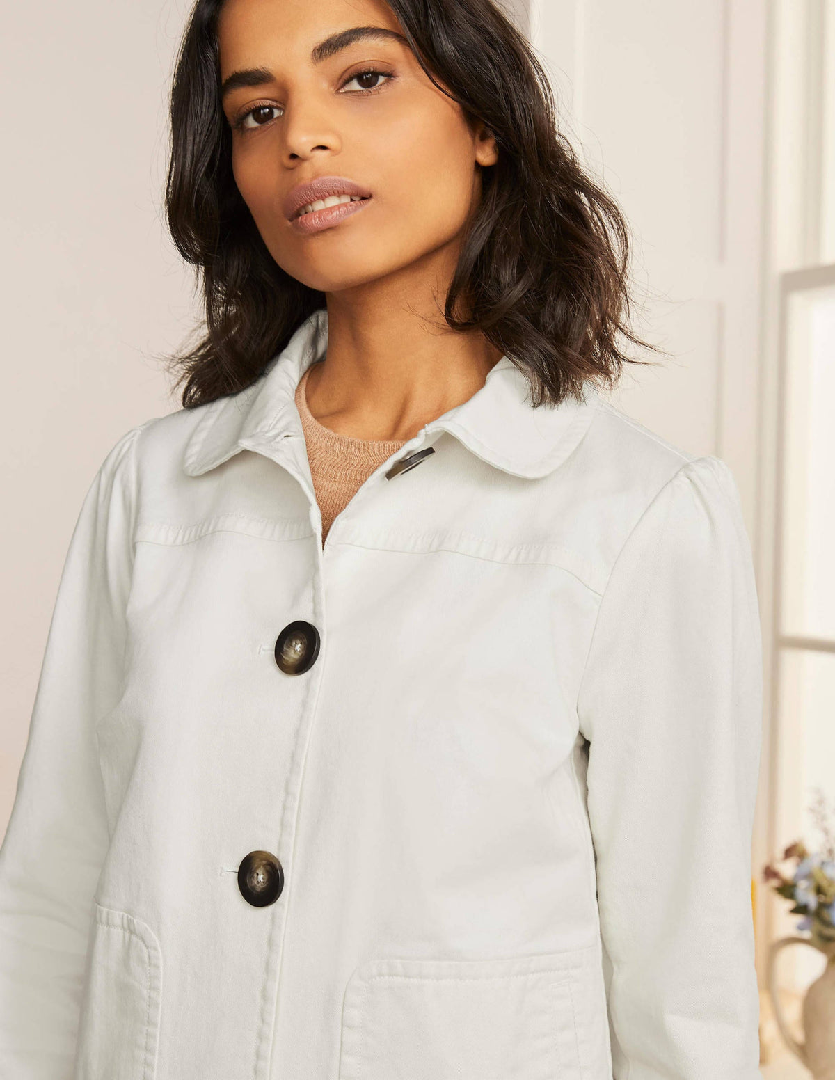 Pocket Detail Jacket-Ecru-3