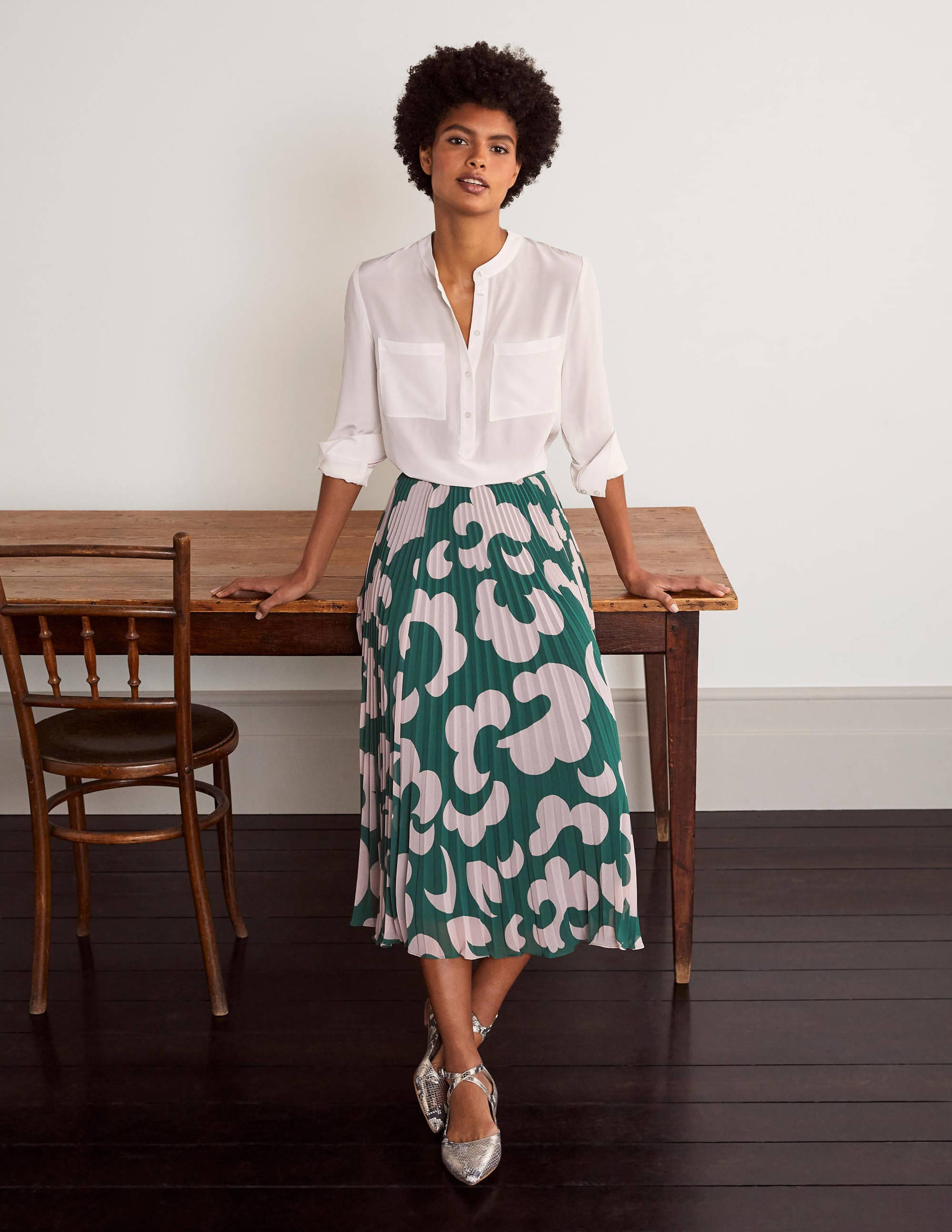 Silk Collarless Blouse-Ivory - Image 6