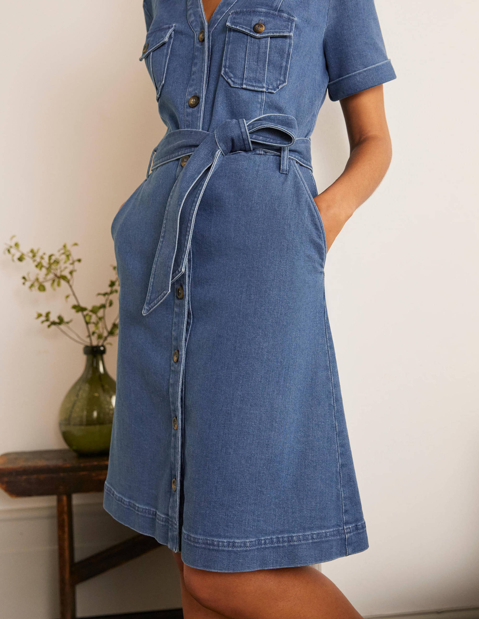 Cecily Shirt Dress-Mid Vintage Denim - Image 3