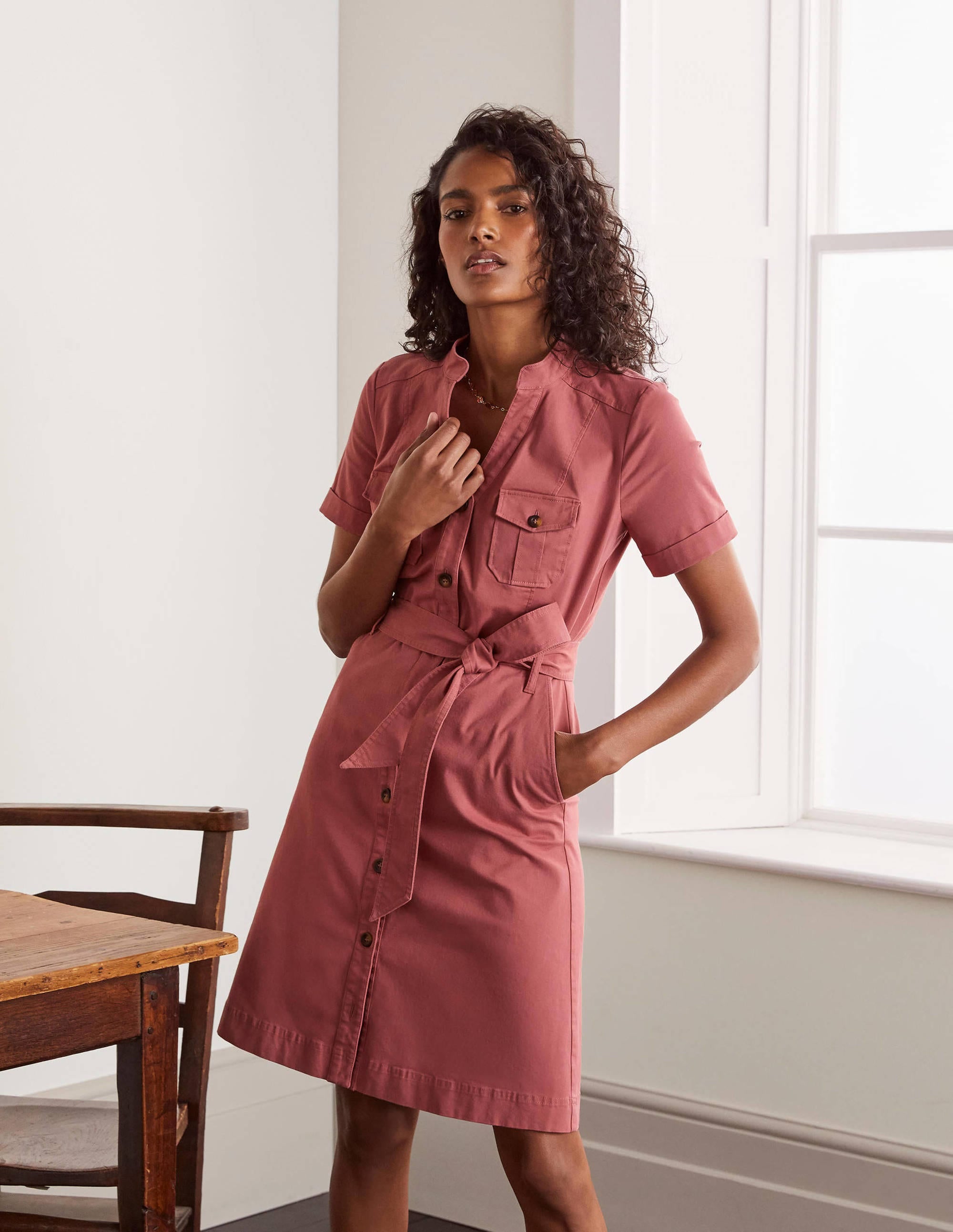 Cecily Shirt Dress-Dusty Rose - Image 1