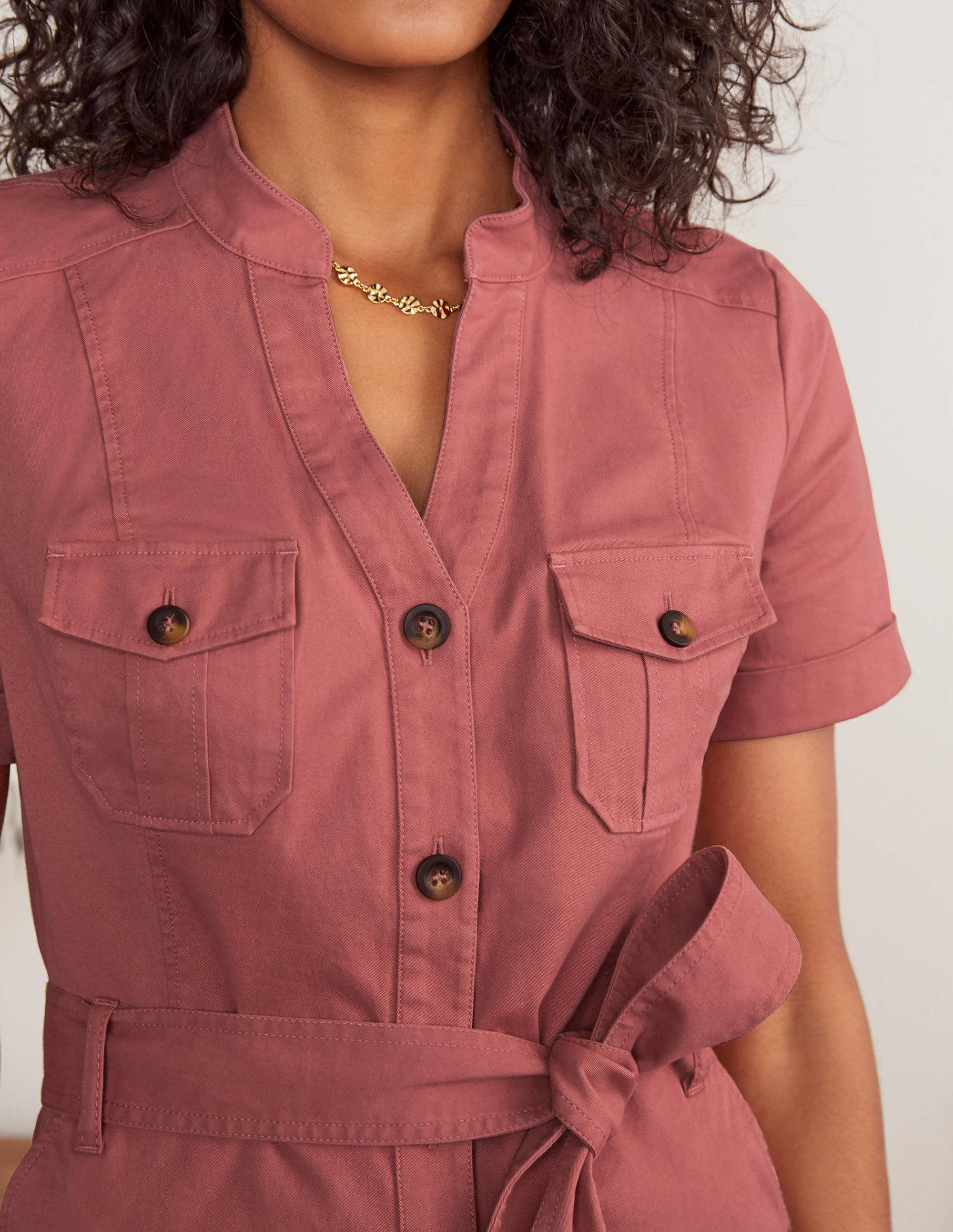 Cecily Shirt Dress-Dusty Rose - Image 3