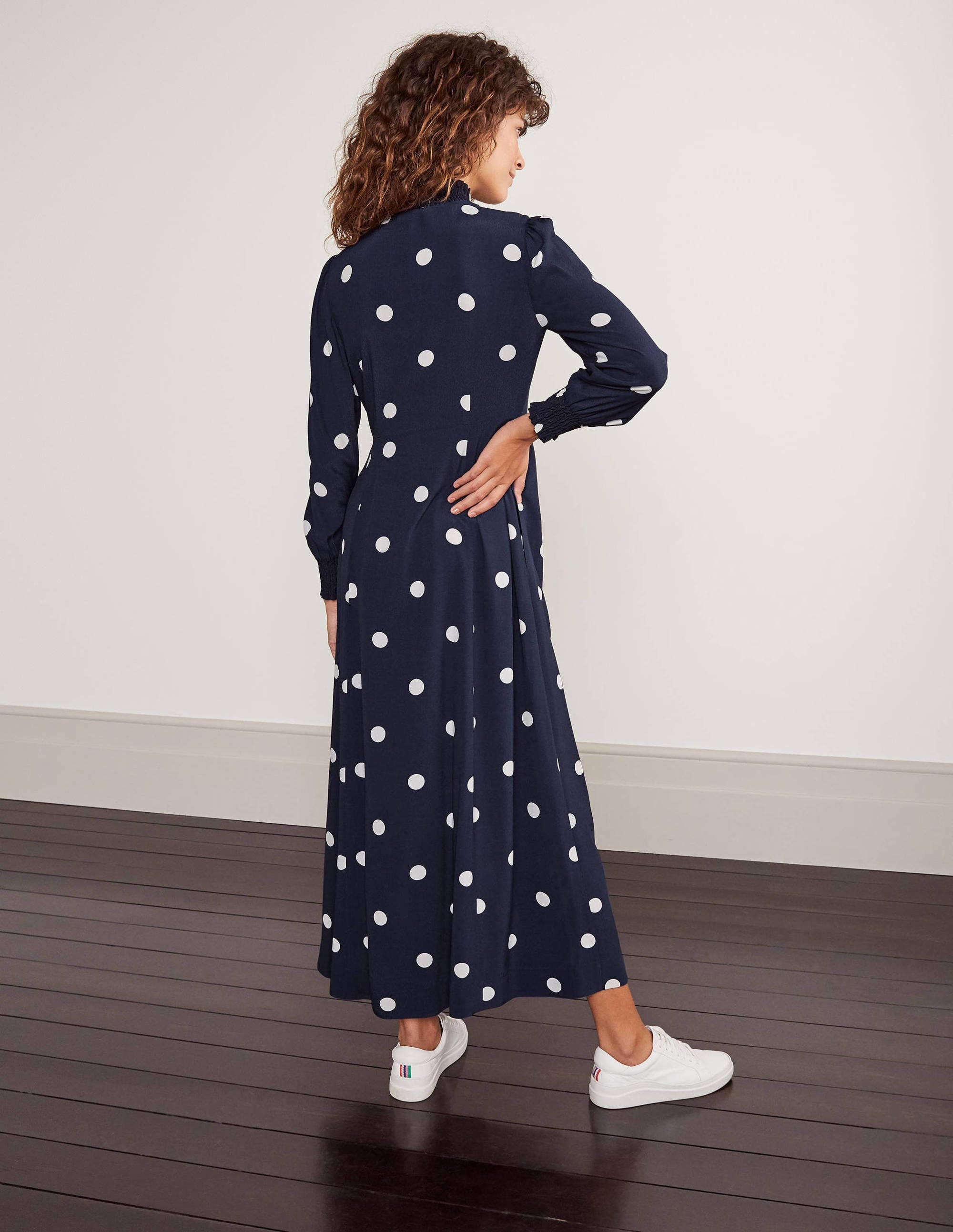 Rowan Midi Shirt Dress-French Navy, Regular Dot Large - Image 2