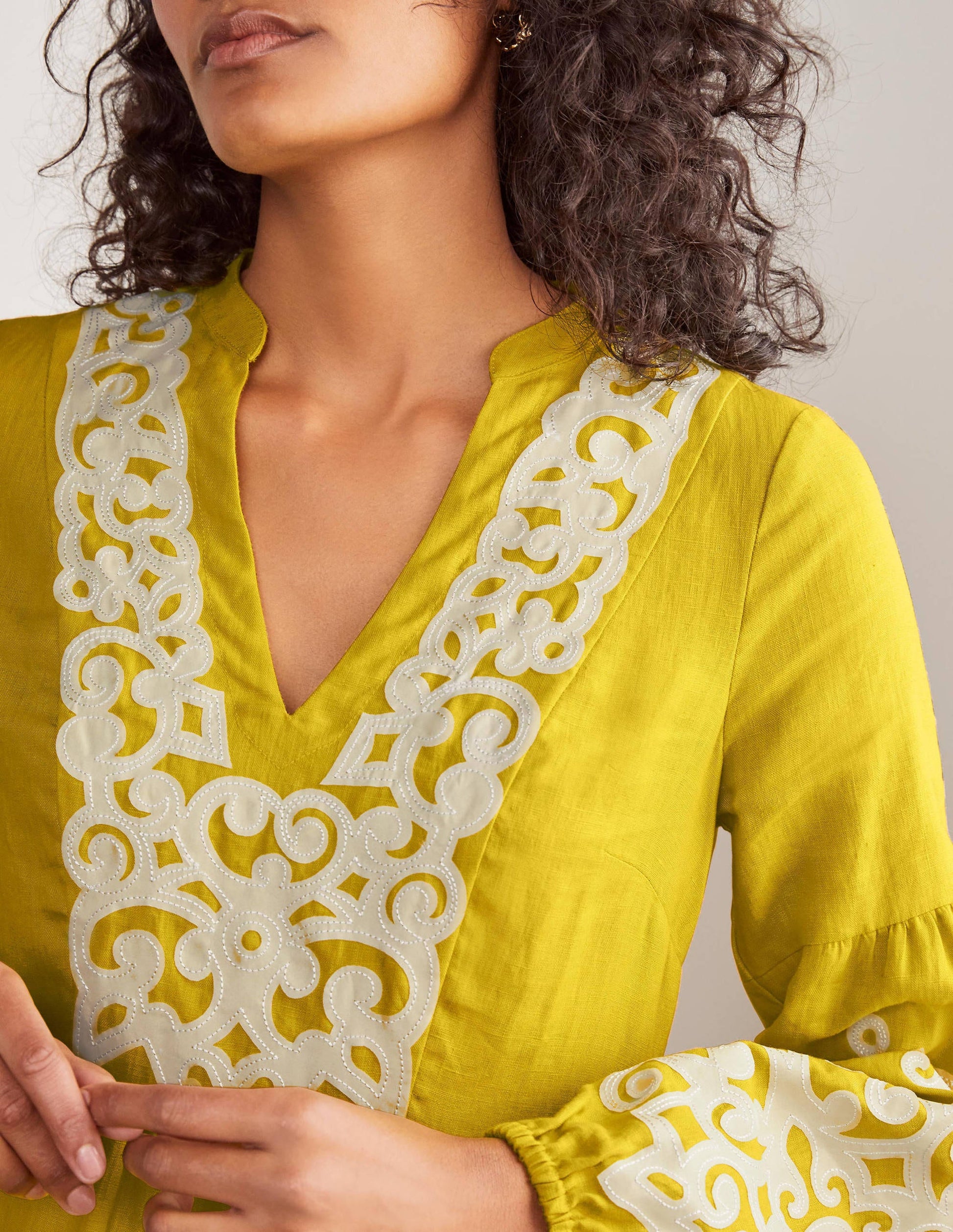 Leonie Linen Dress-Chartreuse-3