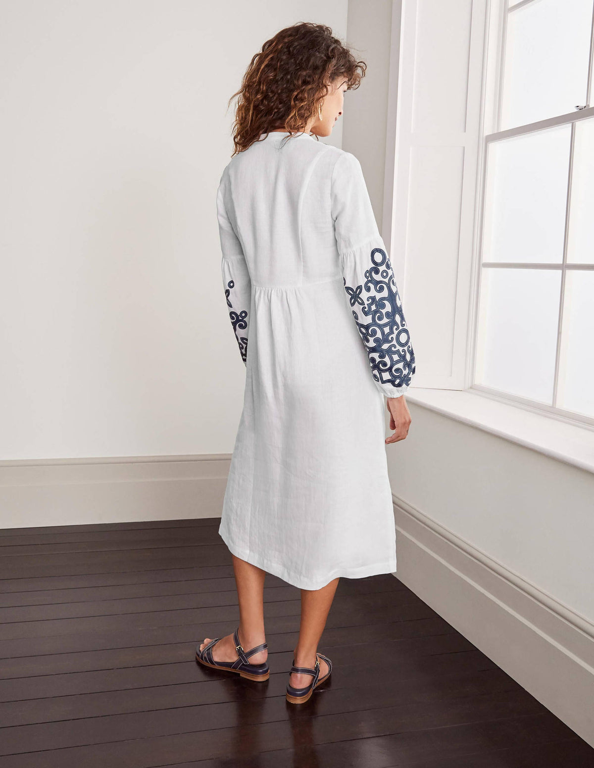 Leonie Linen Dress-White-2