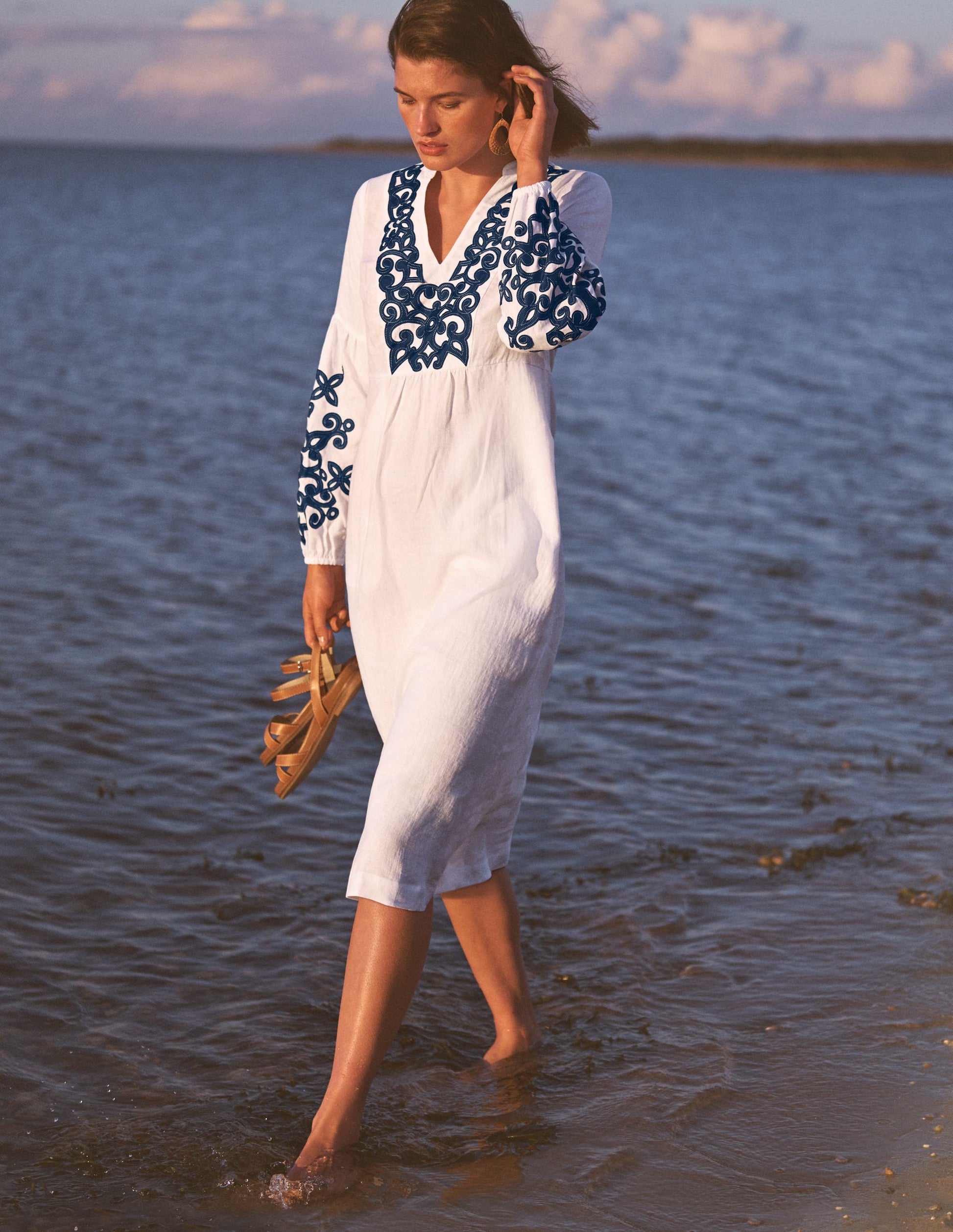Leonie Linen Dress-White-4