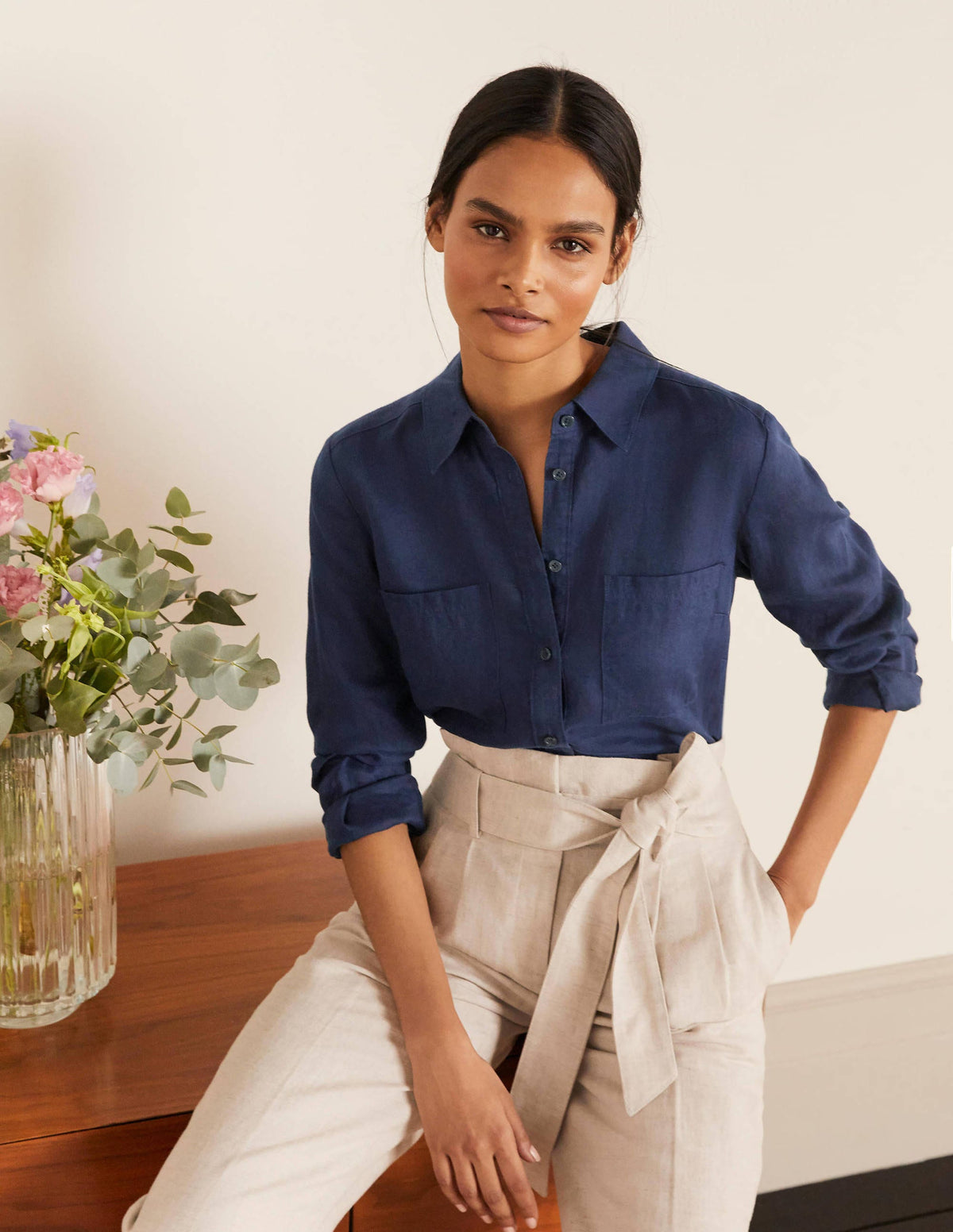 Linen Shirt-Navy-3
