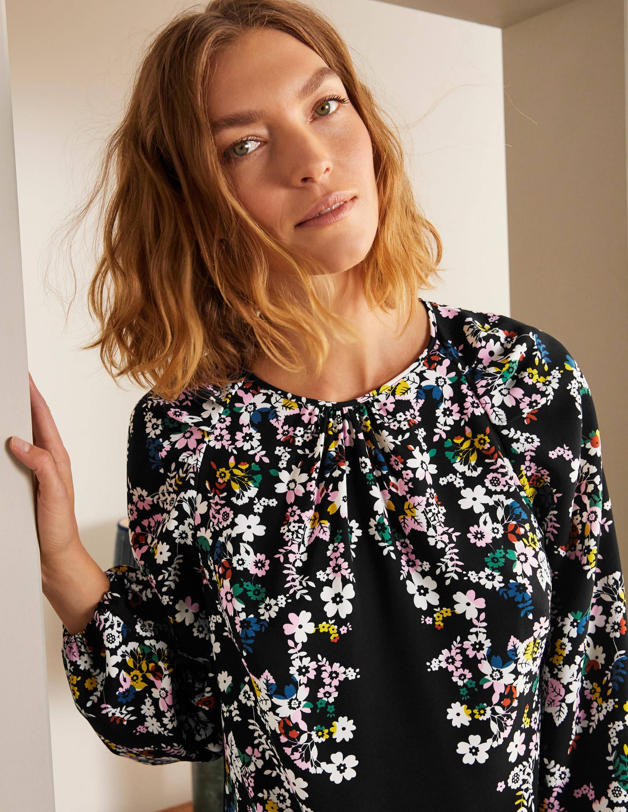 Keira Shift Dress-Black, Posy Placement Front - Image 4
