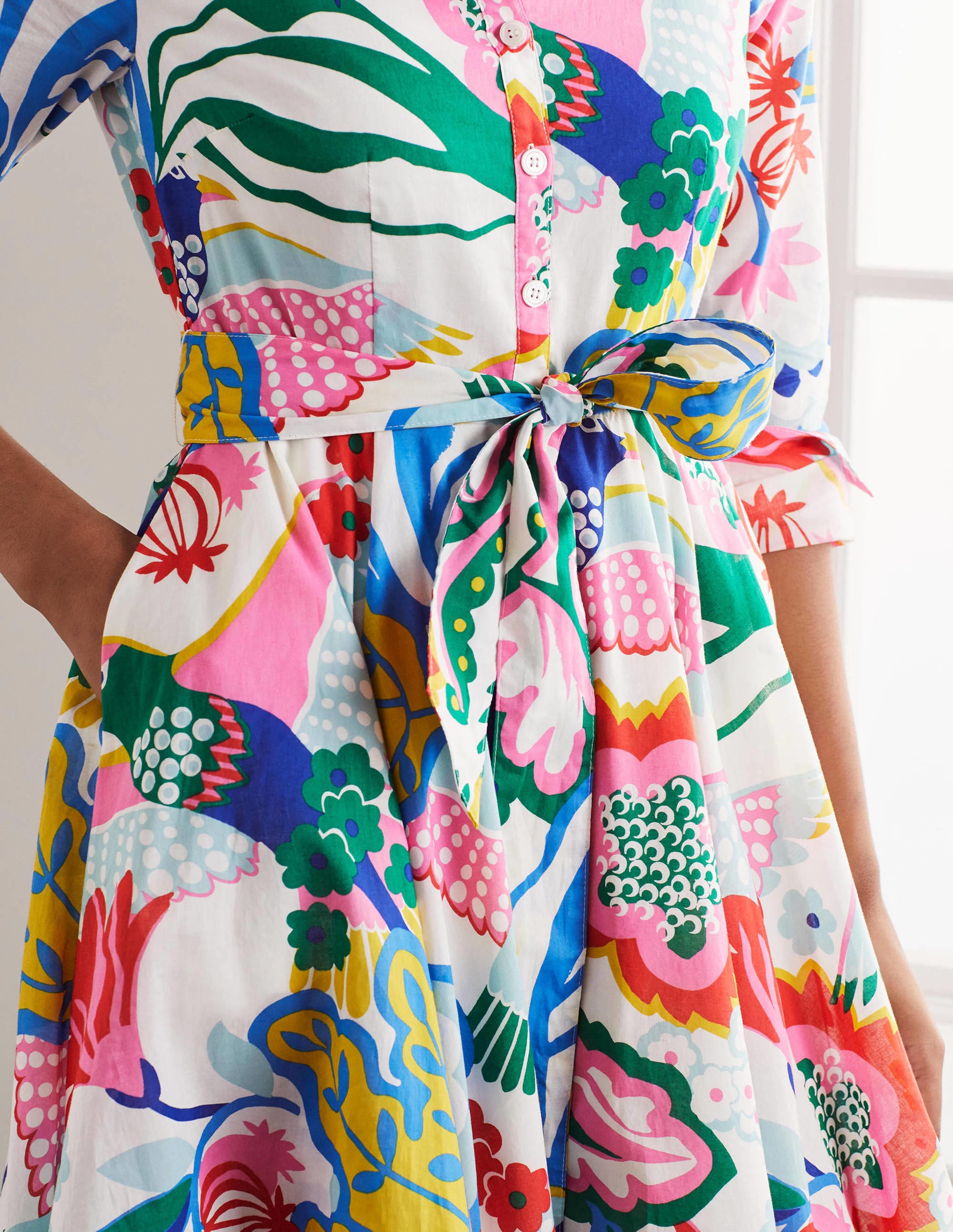 Kitty Midi Shirt Dress-Ivory, Exotic Escape - Image 4
