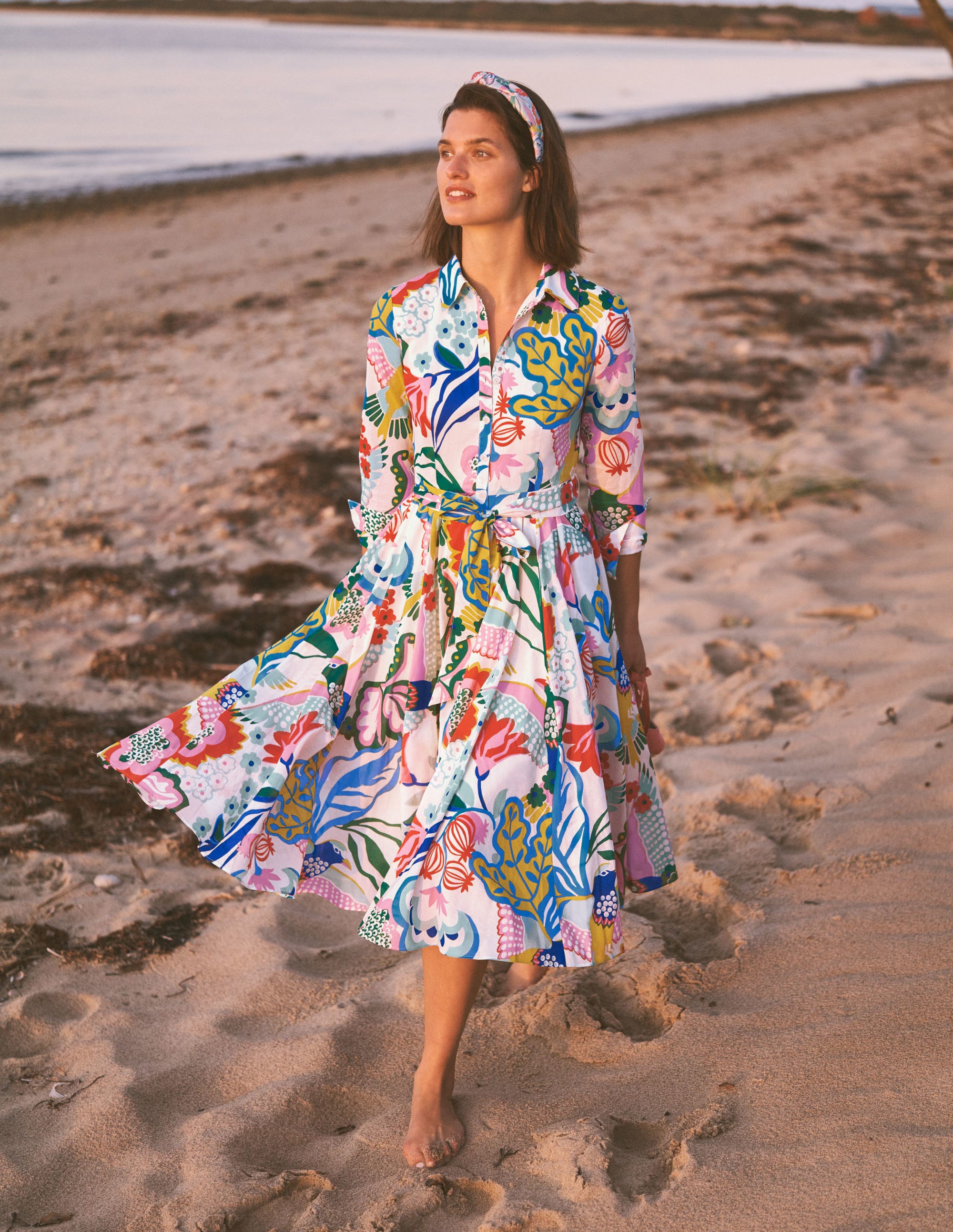 Kitty Midi Shirt Dress-Ivory, Exotic Escape - Image 5