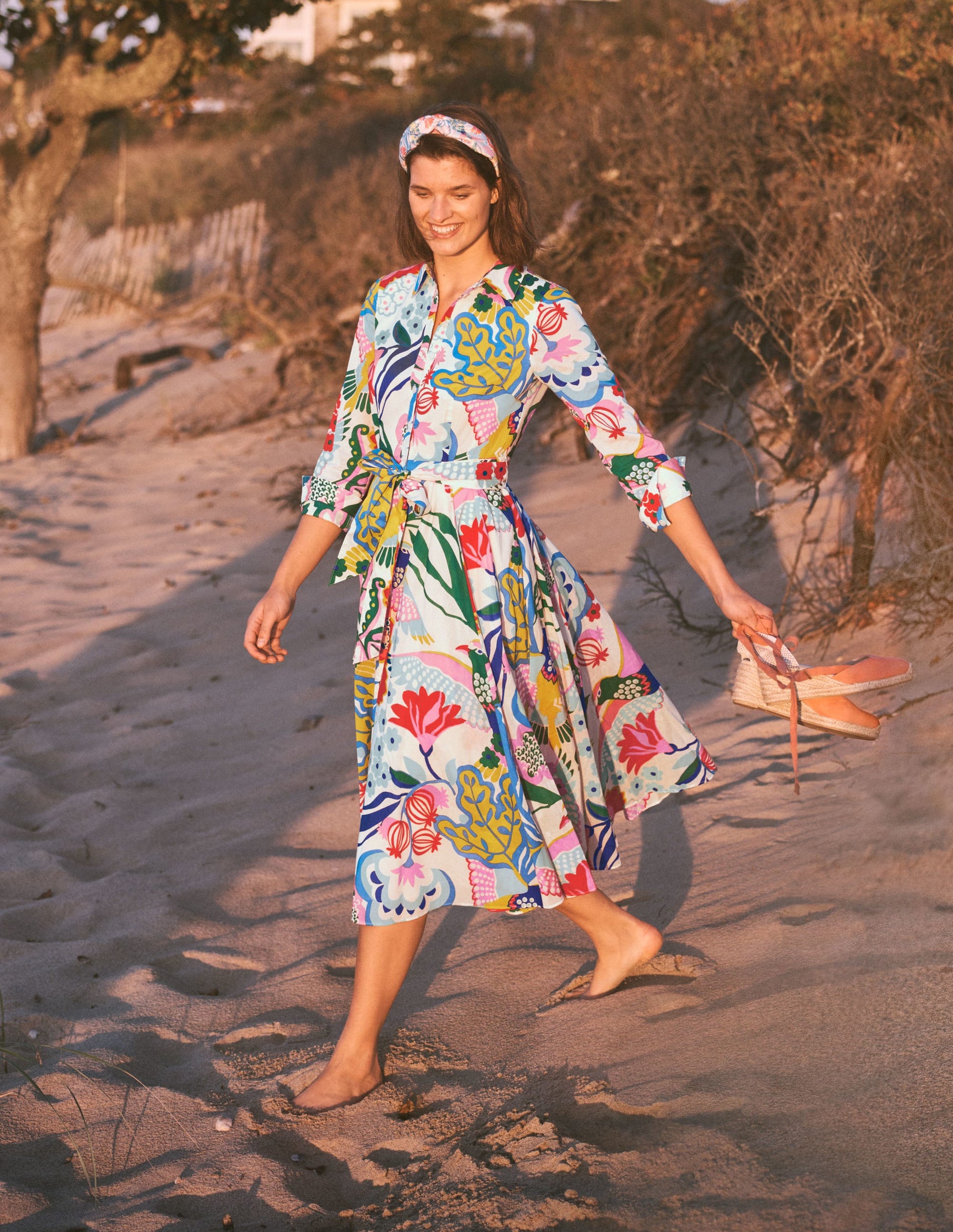 Kitty Midi Shirt Dress-Ivory, Exotic Escape-6