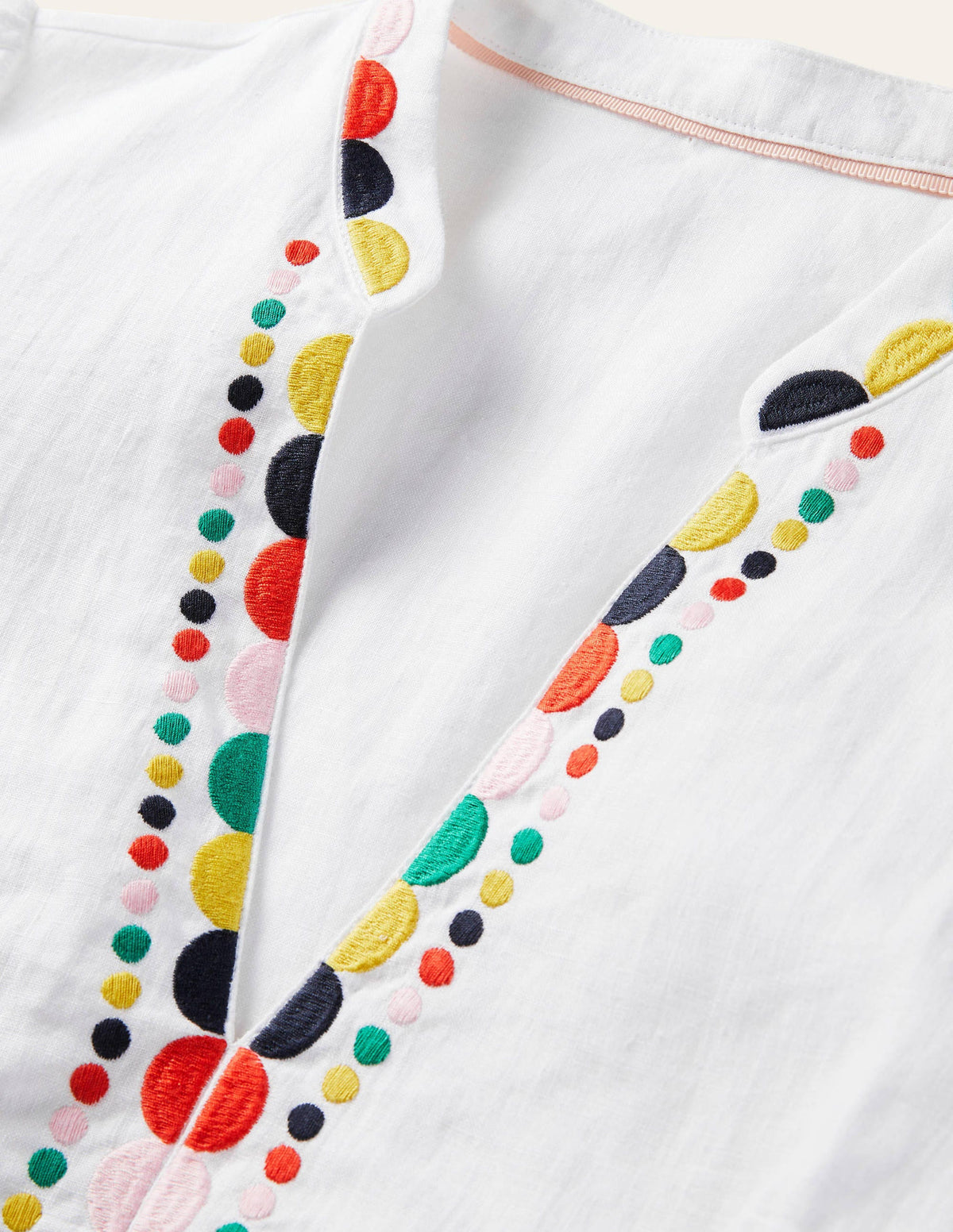 Dakota Embroidered Linen Dress-White - Image 5