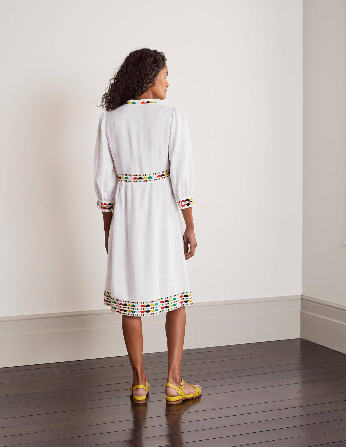 Dakota Embroidered Linen Dress-White-2