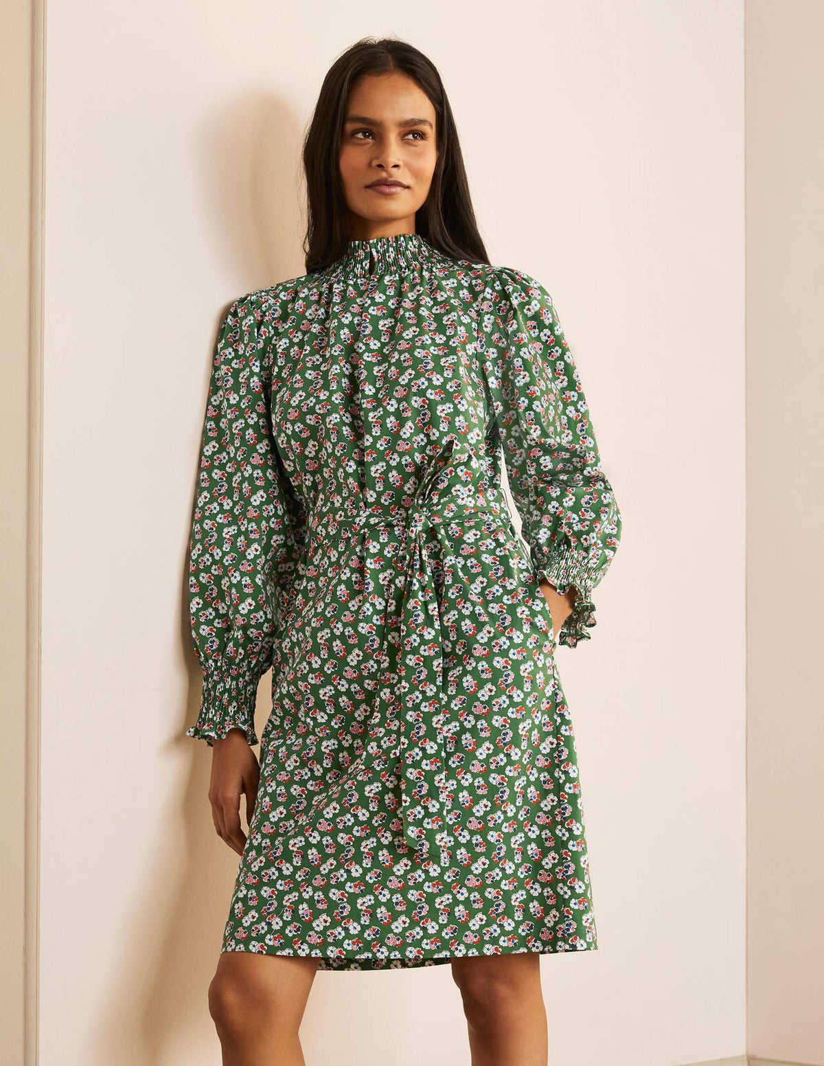 Ellie Smocked Dress-Broad Bean, Painted Ditsy - Image 4