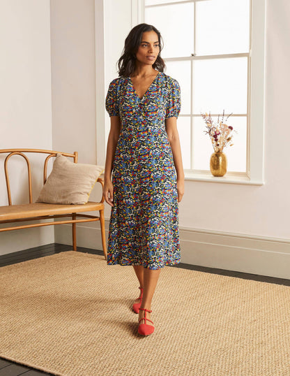 Tessa Midi Dress-French Navy/Broad Bean, Ditsy-1