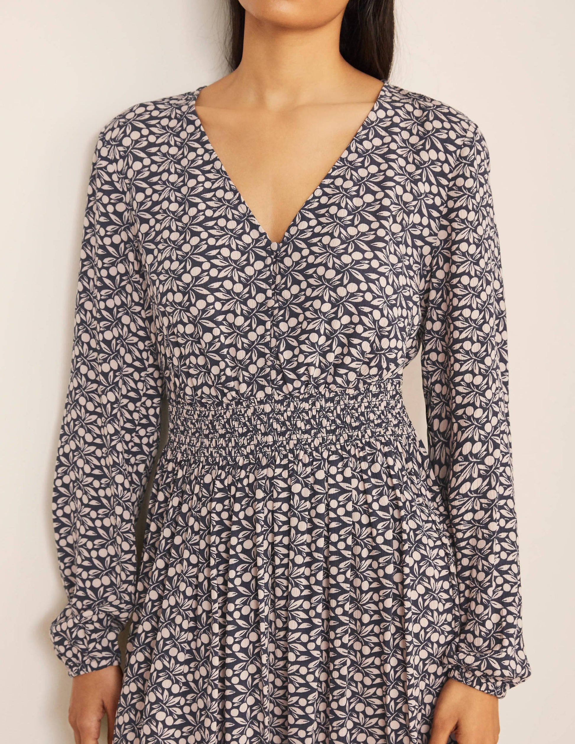 Susannah Smocked Dress-Navy, Berry Branch-3