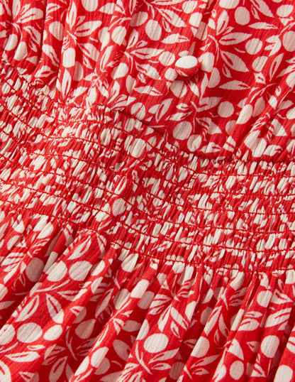 Susannah Smocked Dress-Cherry Red, Berry Branch-6