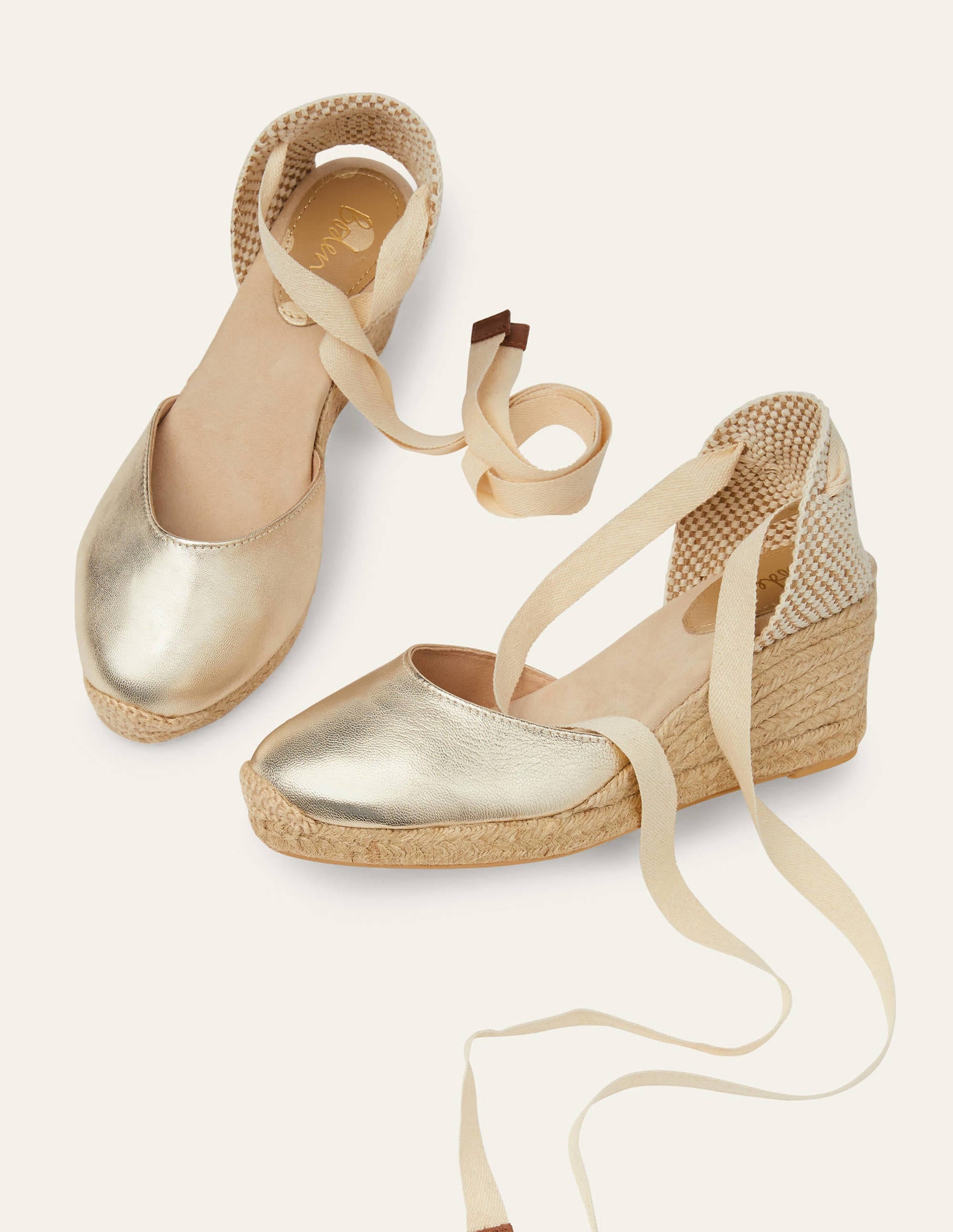 Cassie Espadrille Wedge-Pale Gold Metallic - Image 1