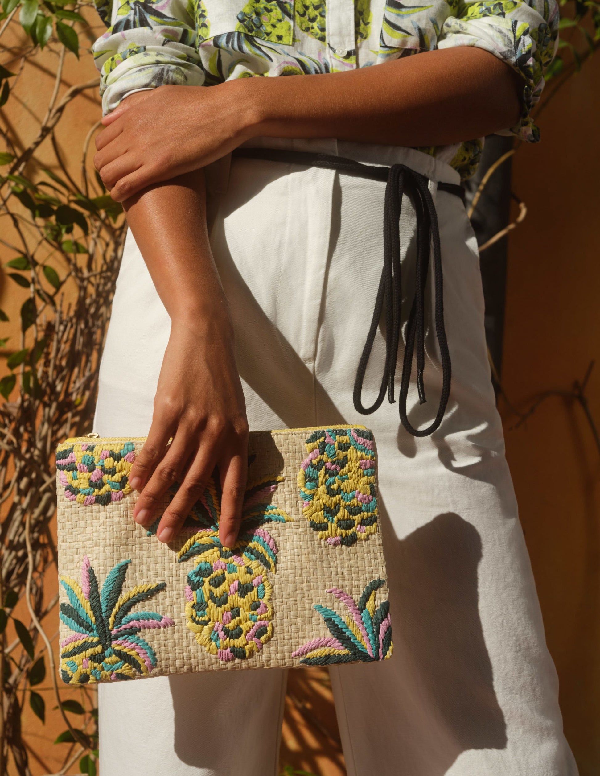 Embroidered Raffia Keepsake-Natural Pineapple-4