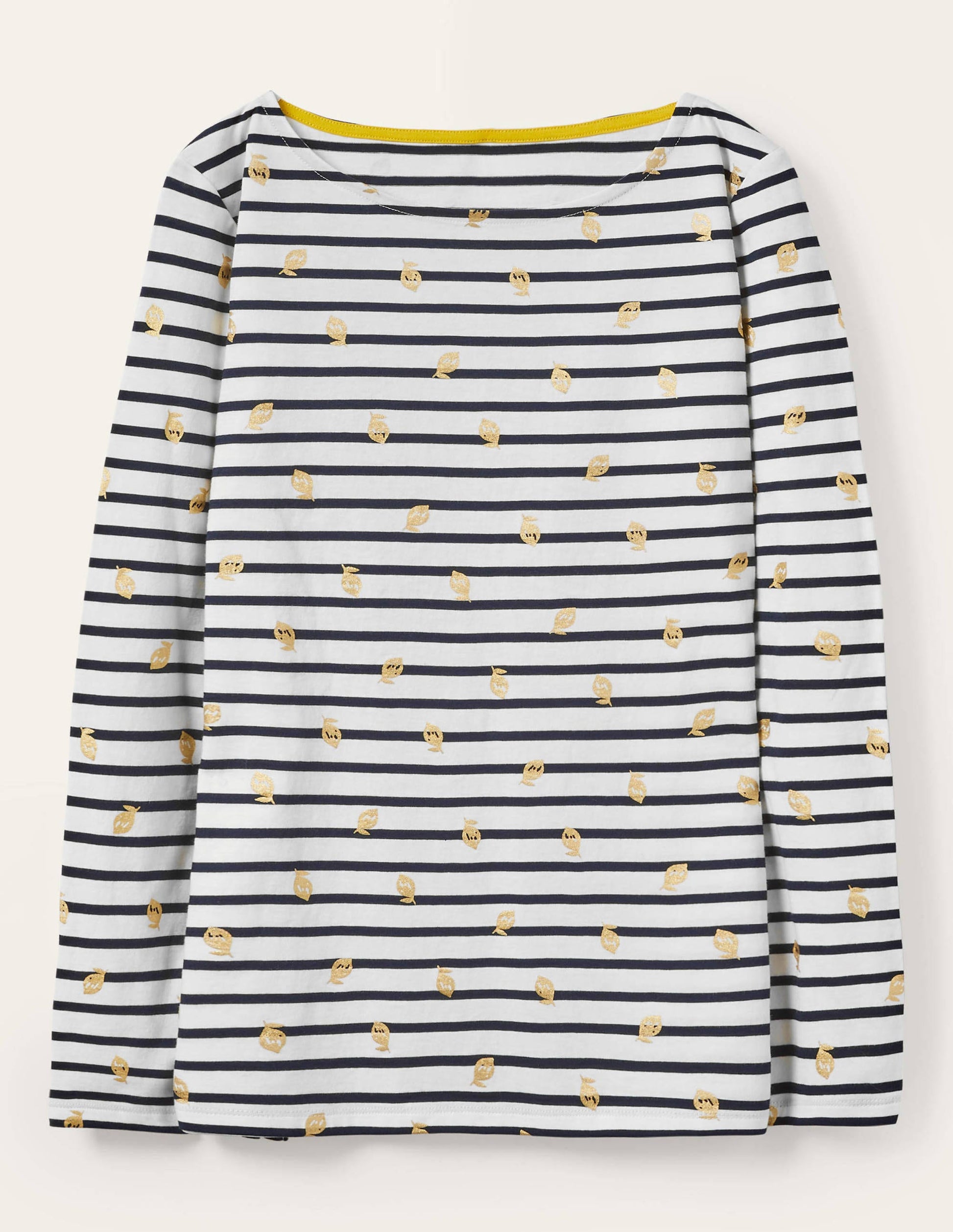 Long Sleeve Breton Top-Ivory/ Navy, Foil Lemons-6